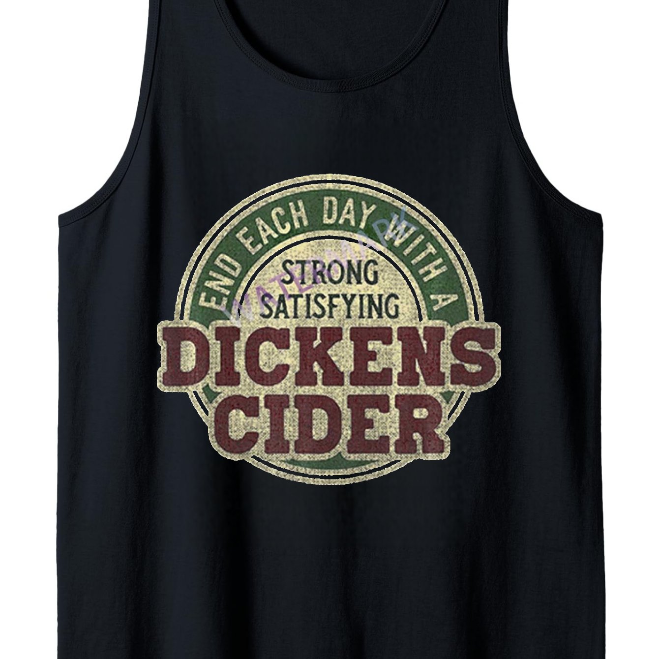 TEMU Men's Cider Funny Beer Tank Top - "end Each Day With Strong And Satisfying Cider" Graphic Tank Top - Black Shirt With Red And Golden Lettering -