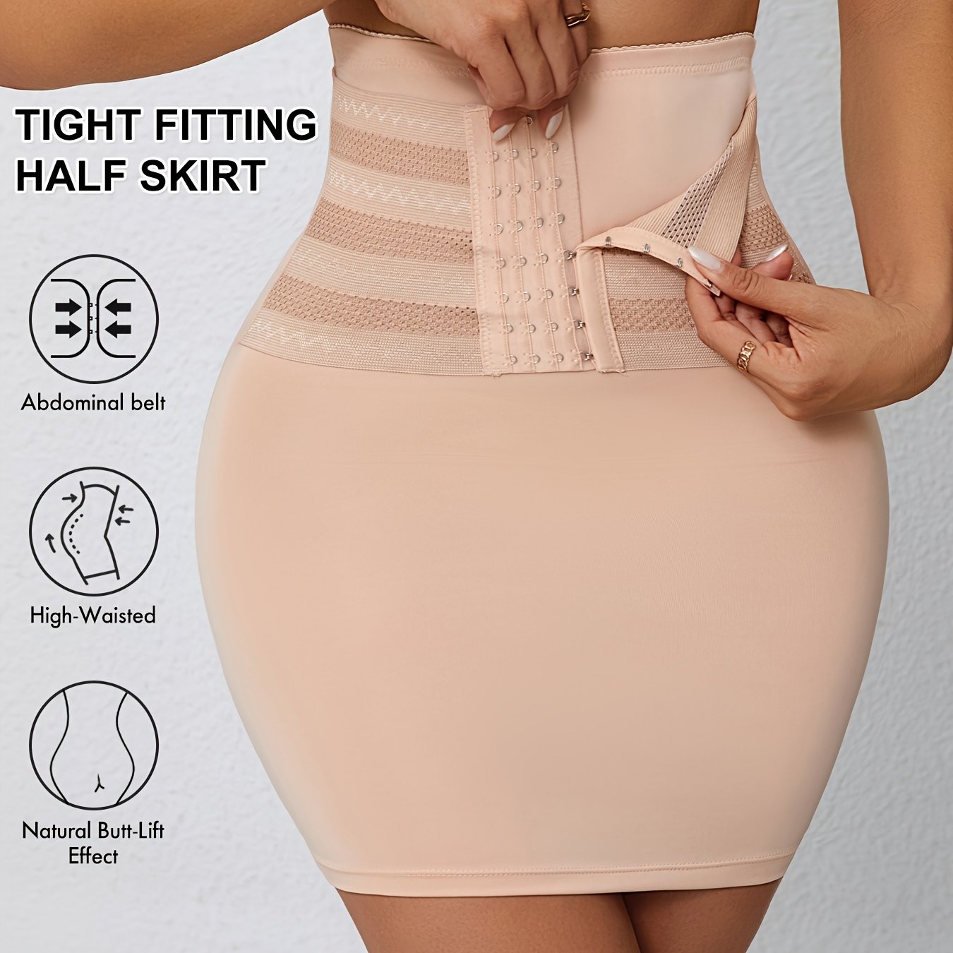 High-waist Tummy Control Shaping Skirt With Adjustable Waistband, Cincher, Hip-enhancing, Sexy Bodycon Pencil Skirt, Underdress, And Lining