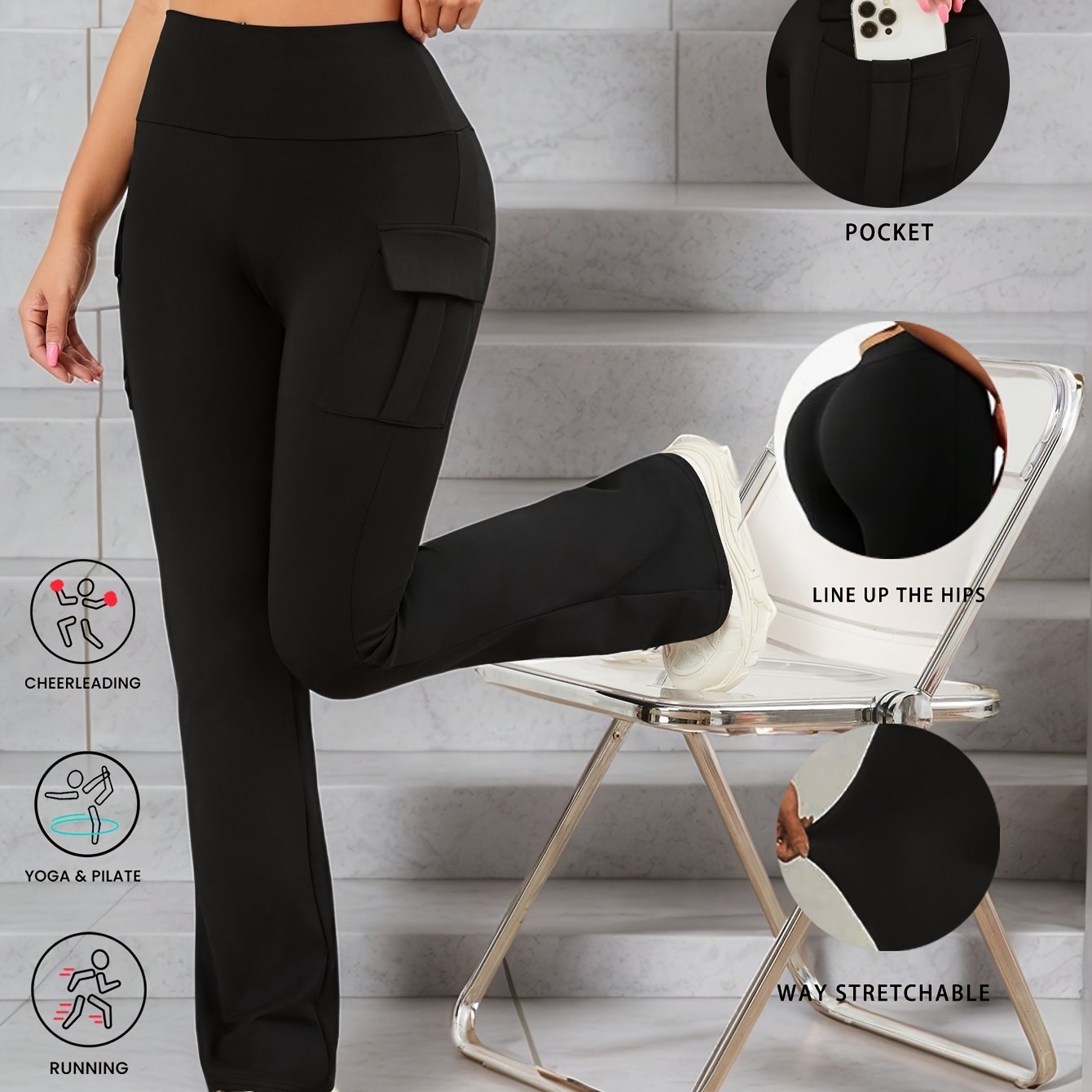 Workwear Pants Casual Sports Micro Flared Pants High Waist Slim Fit Tummy Tuck Dance Wide Leg Trousers Women