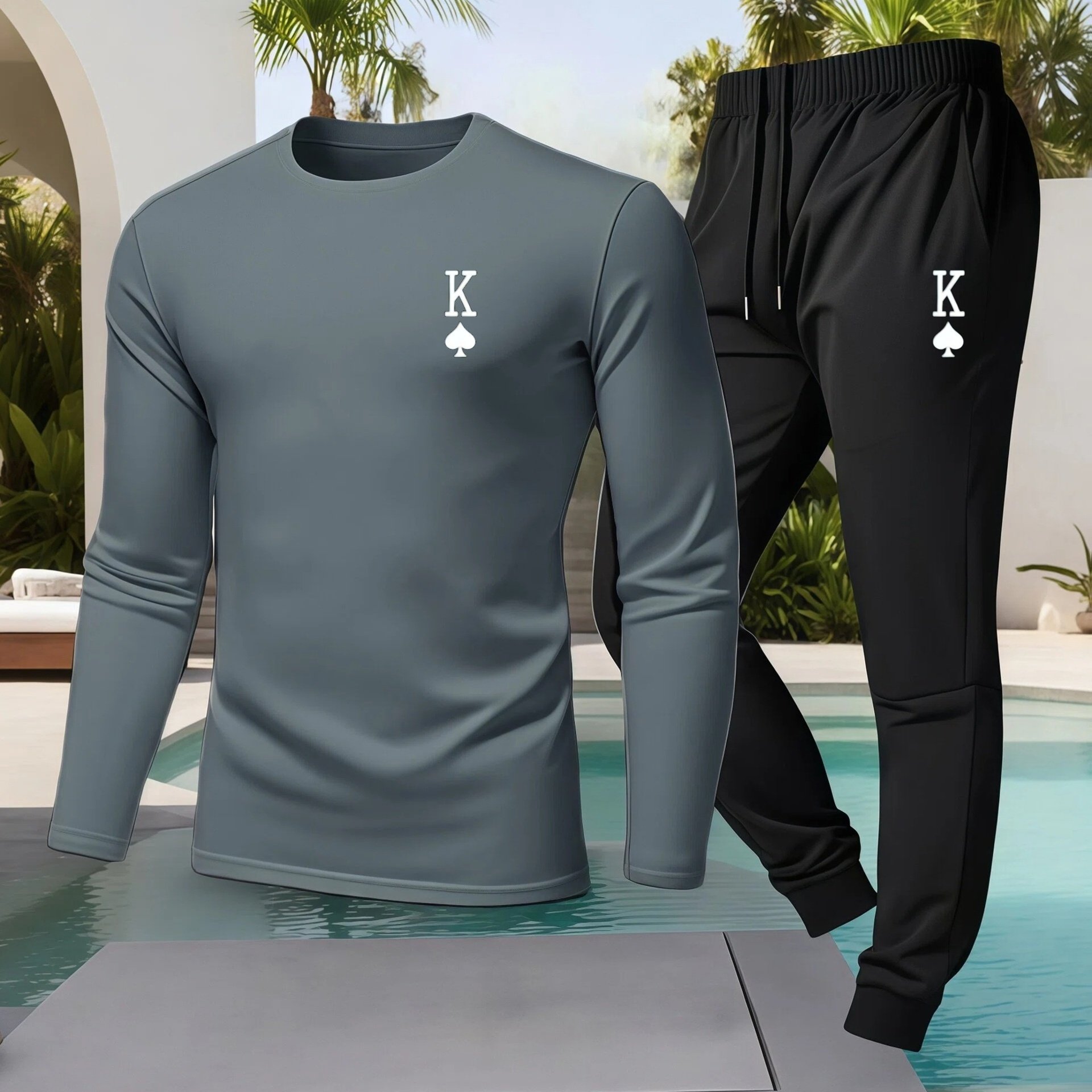 TEMU Men's Pajamas, Casual Homewear Set, G, V, Men Nightwear , Men, Men Set