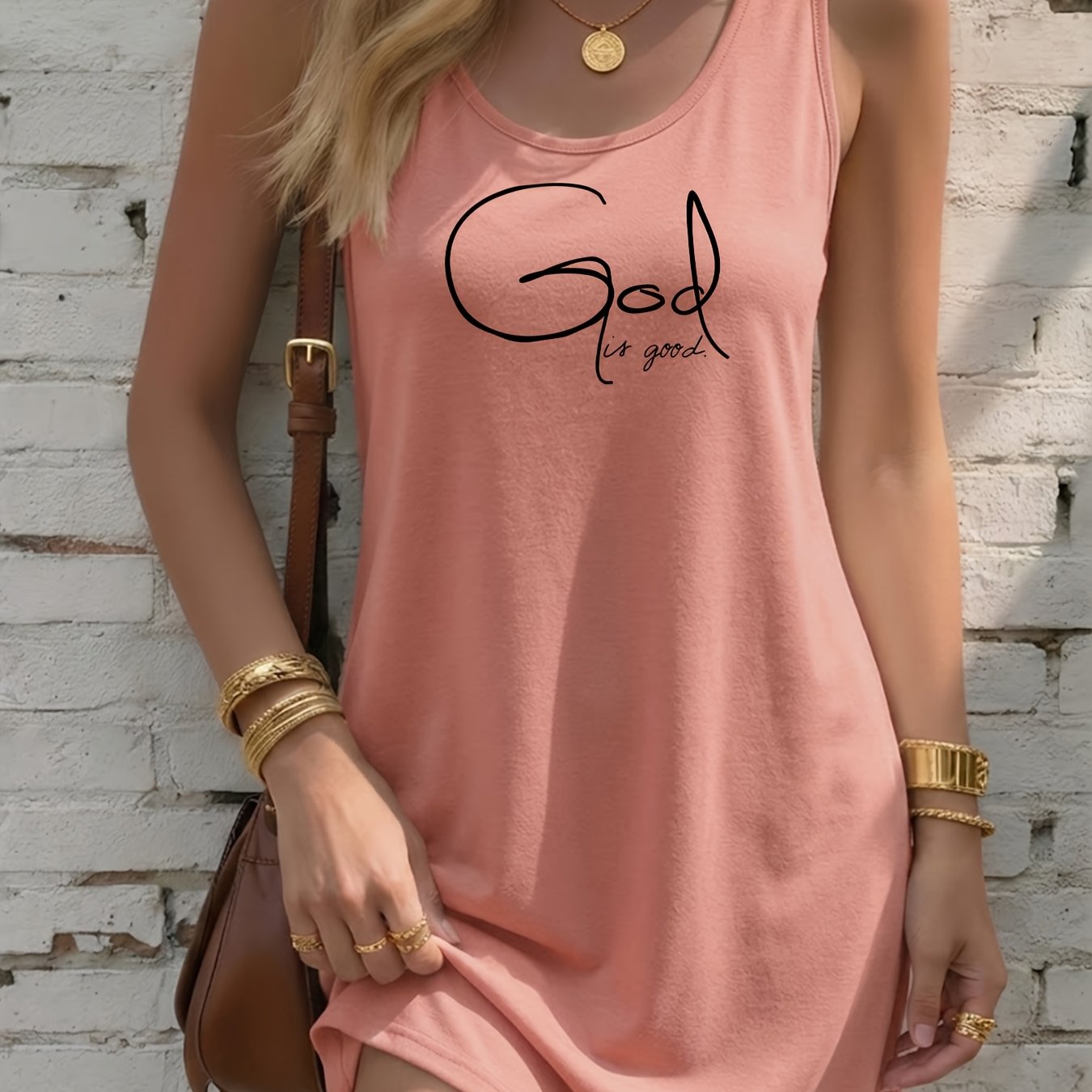 TEMU Women's Dress Solid Color Sleeveless Tank Dress, , For Shopping And Dating, Fashion Enthusiasts, Loose Fit