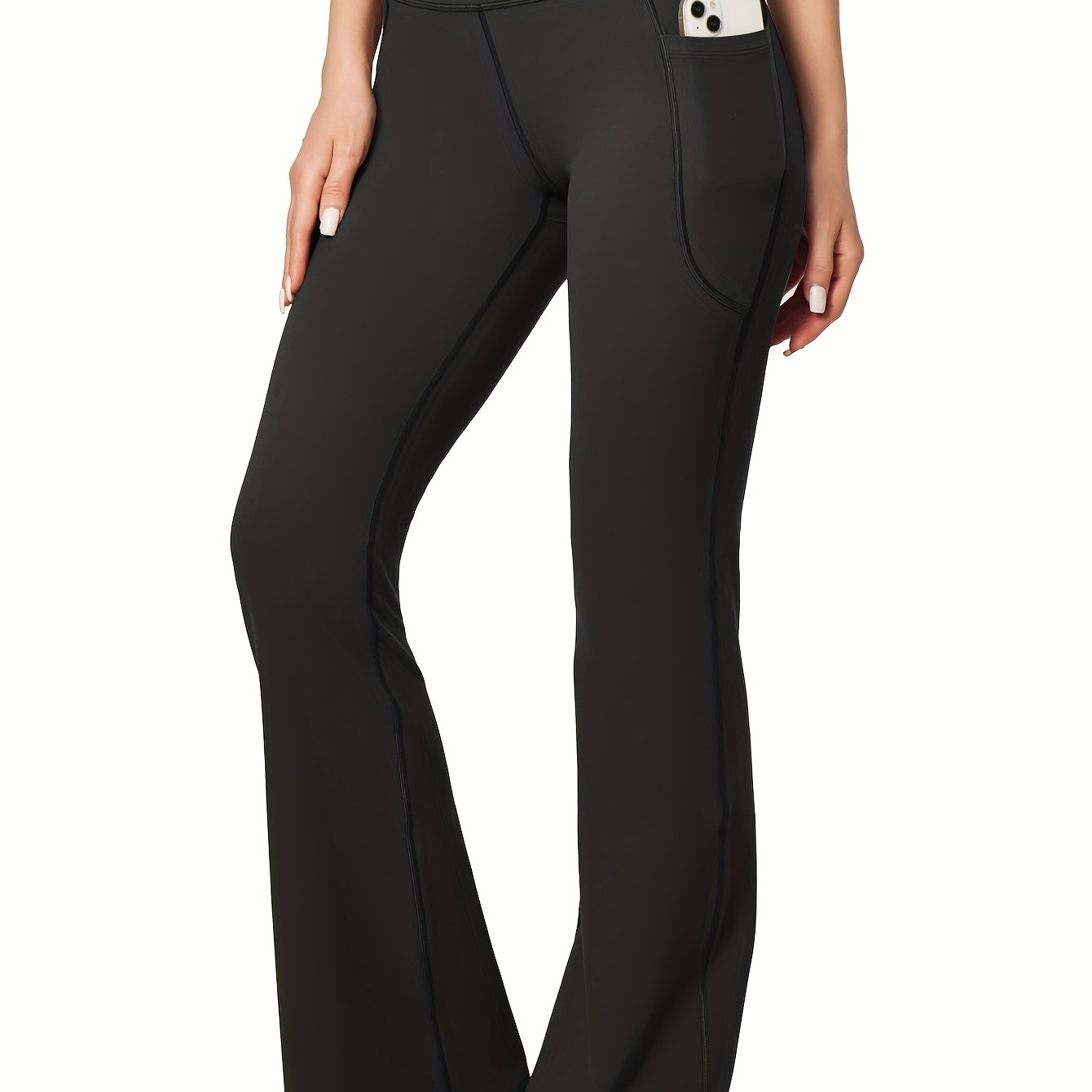 Women's Elastic Wide Leg High Waist Flare Pants, Plus Size Tight Yoga Flare Trousers Suitable For Outdoor Sports Fitness Flare Pants