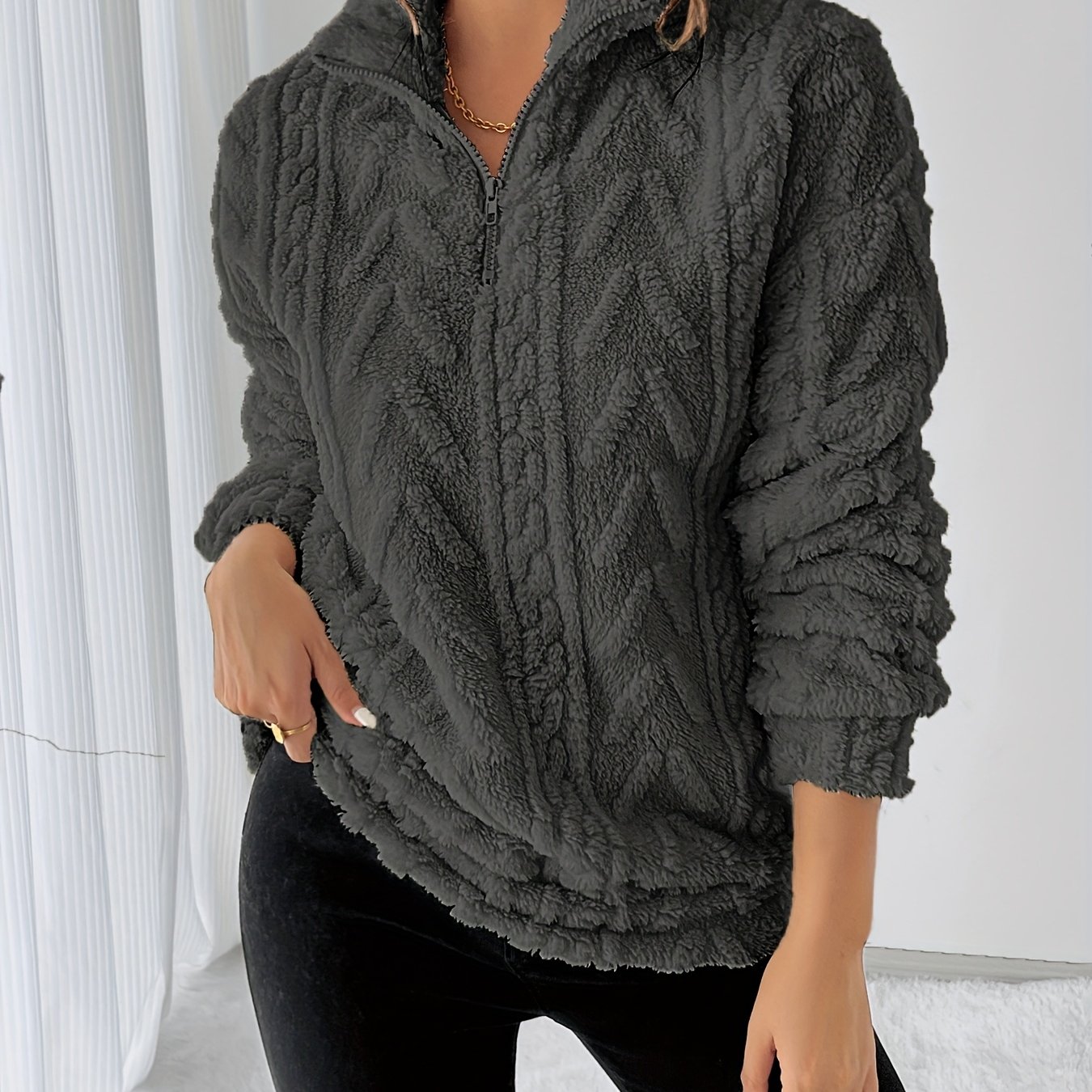 Image of Autumn Winter Women's Fashion Casual Versatile Warm Fleece Sweatshirt