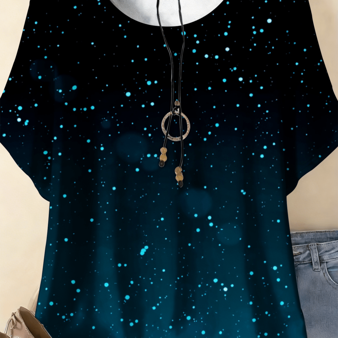 Plus Size, 0-9xl Plus Size Gradient Print Women's Summer T-shirt Friendly Suitable For Spring, Summer, And Autumn High Elasticity