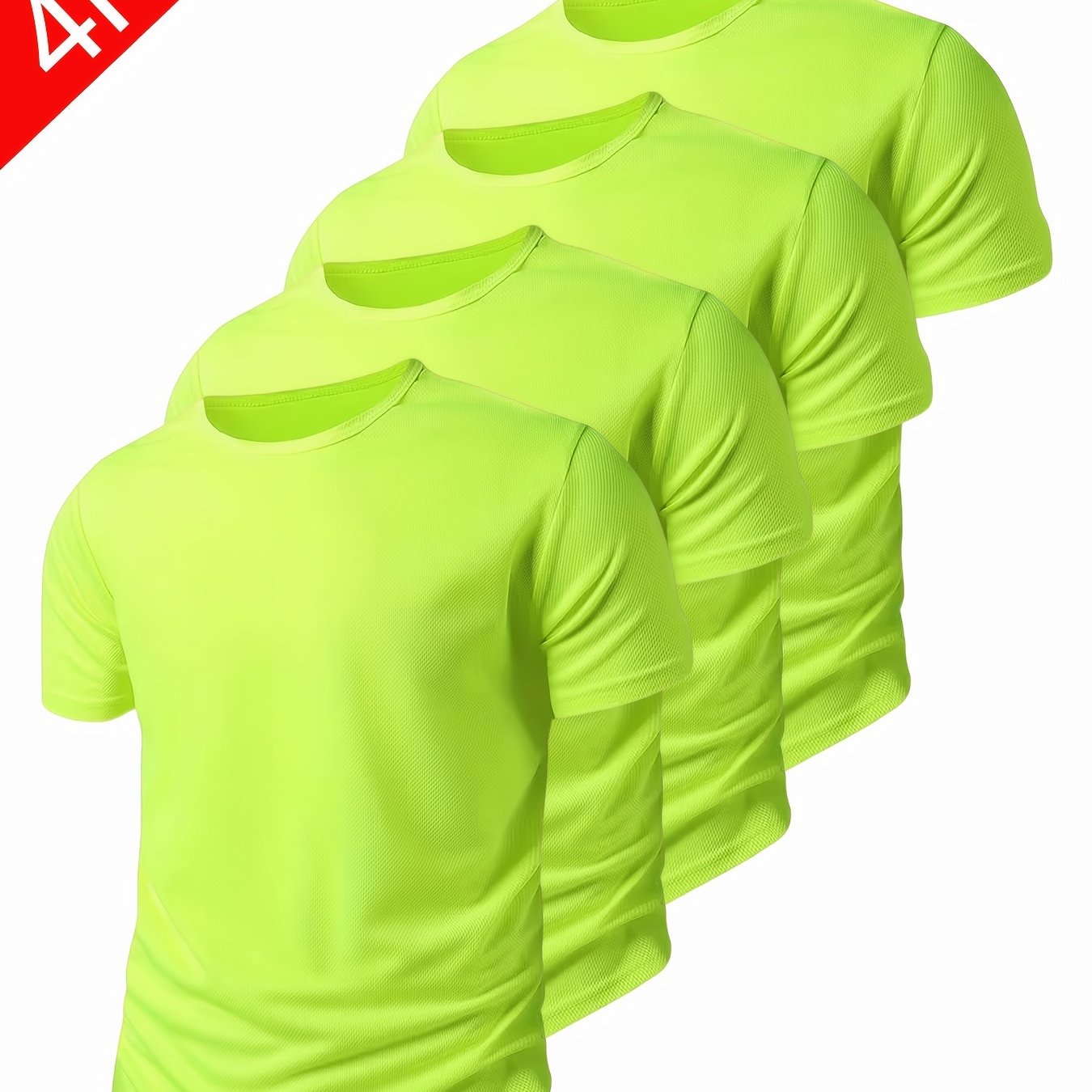 TEMU 4pcs, Men's Plus Size Short-sleeved T-shirts, Multiple Colors , 0xl-8xl, Sports T-shirts - Quick-drying, Breathable, Moisture-wicking Fabric