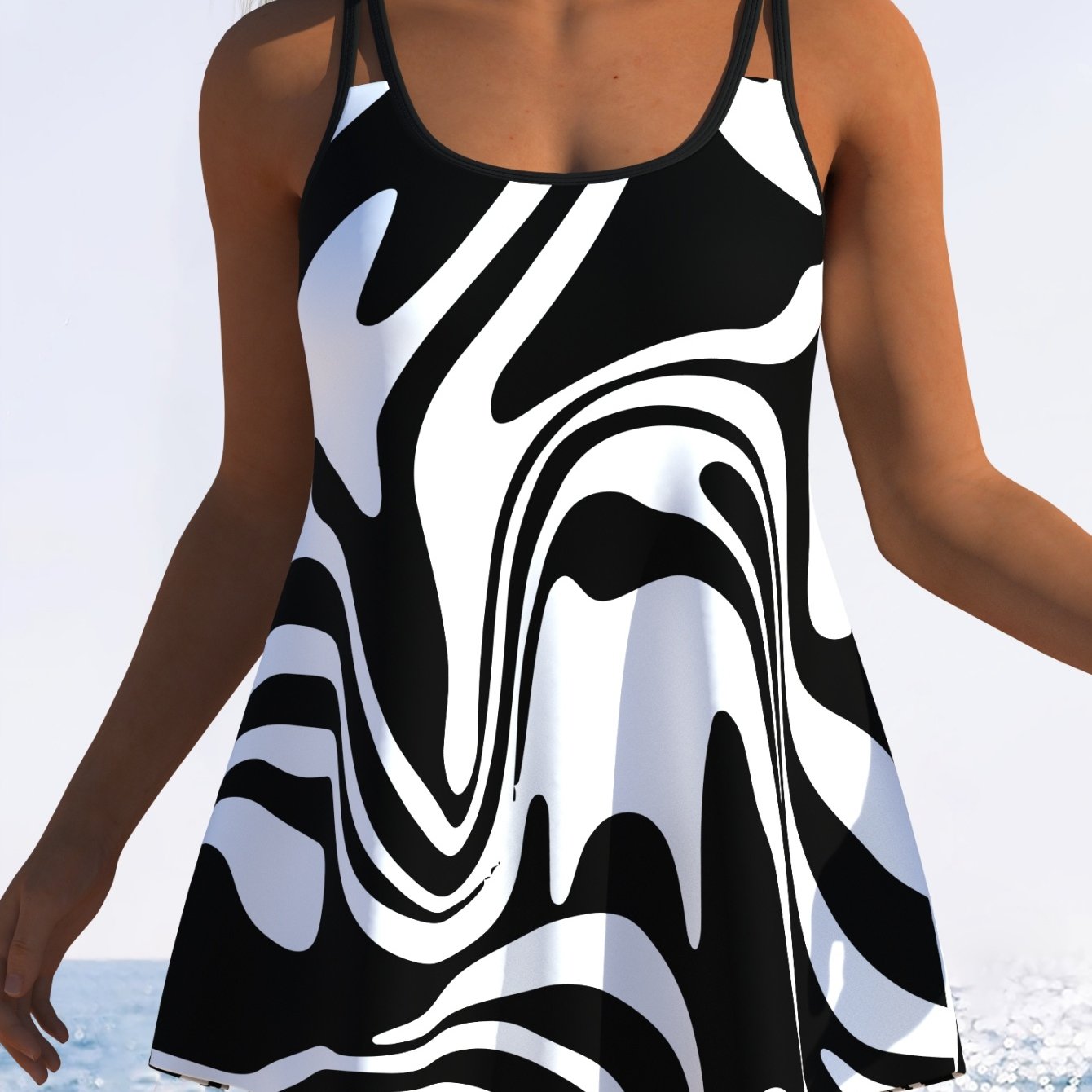 completo tankini da donna due pezzi, set costume da bagno contenitivo - costume da bagno     stile conservatore da donna,   per   in spiaggia e   termali