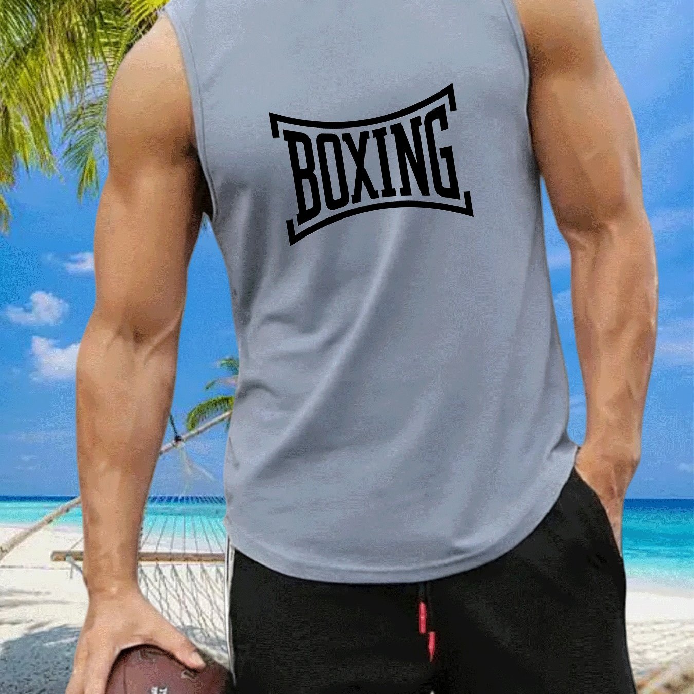 TEMU Men's Athletic Top, Casual Fitness Training Wear, Made From 100% Polyester Fabric Breathable, Moisture-wicking, Quick-drying, And Machine