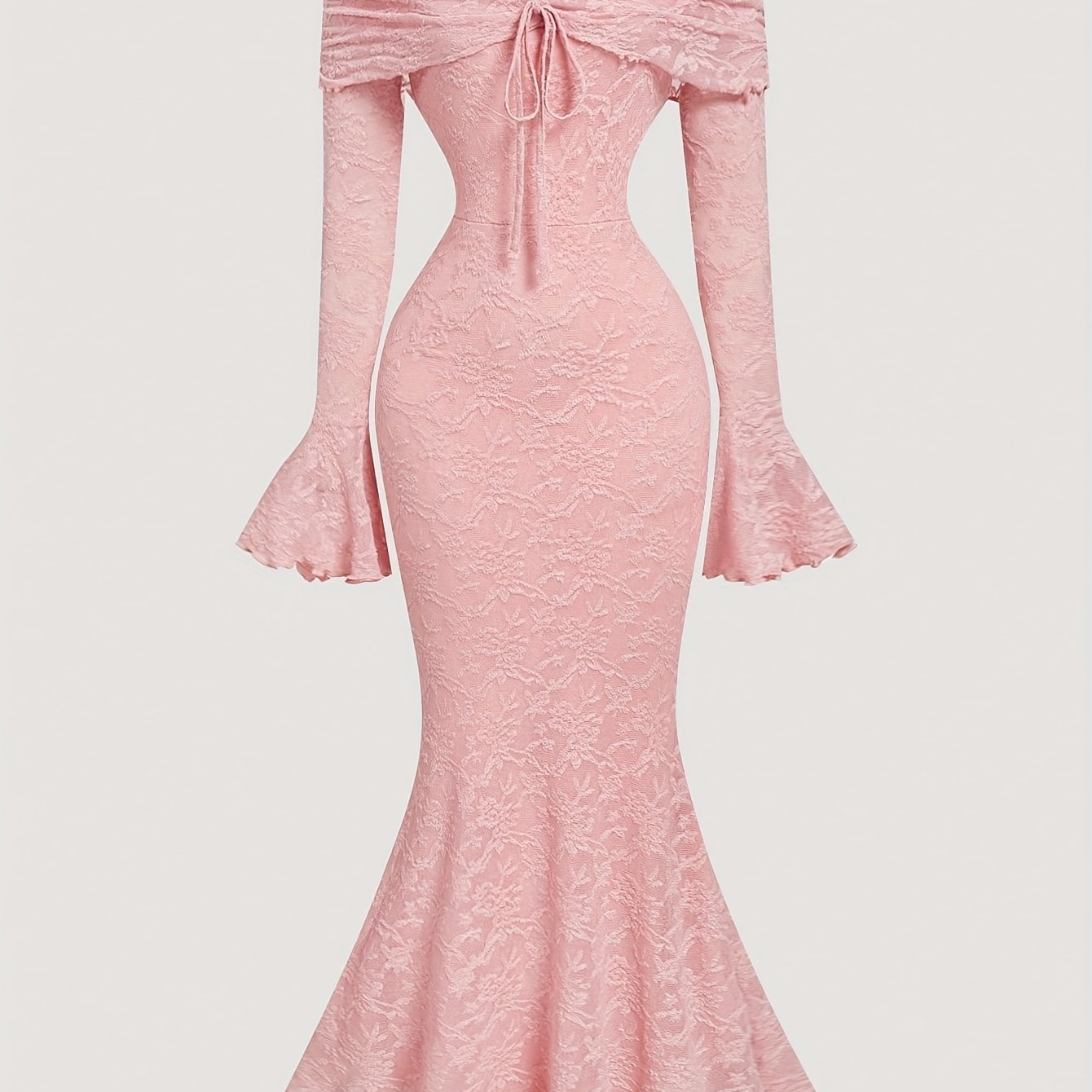 E-shop Herbst Neues Gyaru und süßes Date Essential Party Outfit Sexy mit eckigem Ausschnitt, Bindeband-Design, ausgestellte Ärmel, eng anliegendes