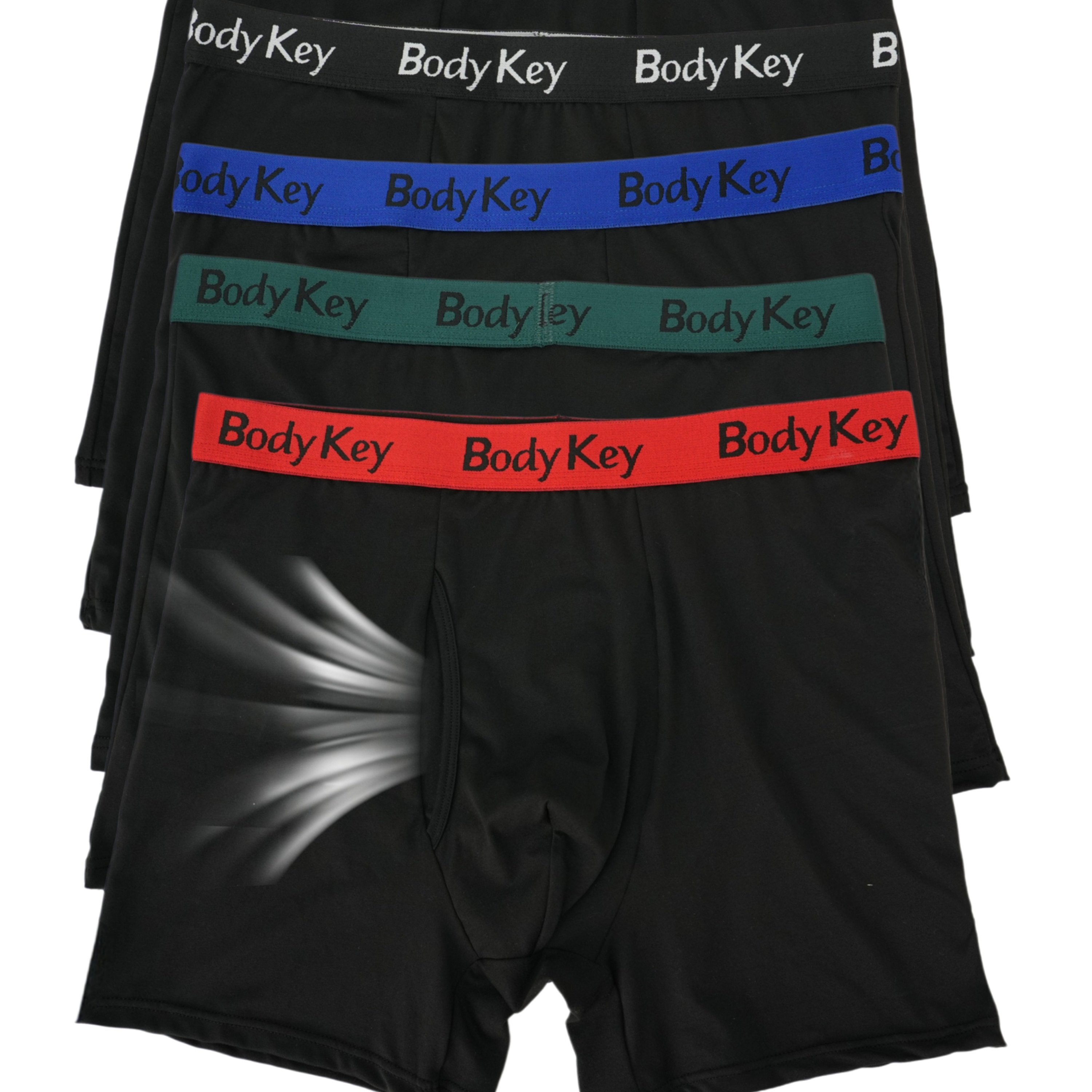 TEMU 5pcs Men's Underwear With Front Opening, Men's Boxer Briefs, Moisture-wicking, Medium Stretch, Solid Color, Elastane Material, Suitable For