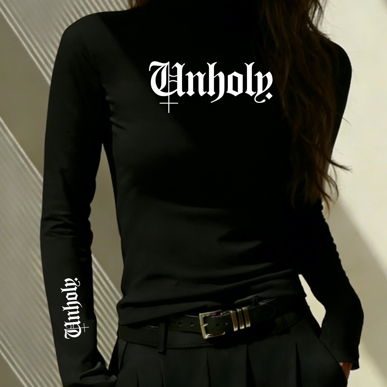 TEMU Women's Slim-fit Thermal Long-sleeved T-shirt, Collar Worn Alone Or As An Inner Layer Top, Slim And Versatile Top, Popular Slogan Inspirational