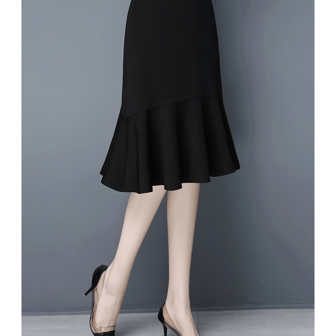 TEMU Women's Skirt, A- Gingham Fishtail Pleated Skirt, Office Pencil Skirt High Waist Knee Length, Casual Elegant Skirt