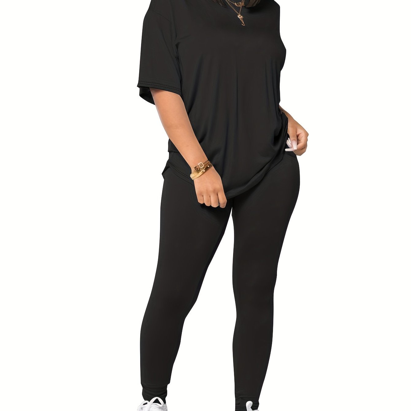 Western Casual Loose Comfortable Round Neck Top And Short Pants Stretch Outfit