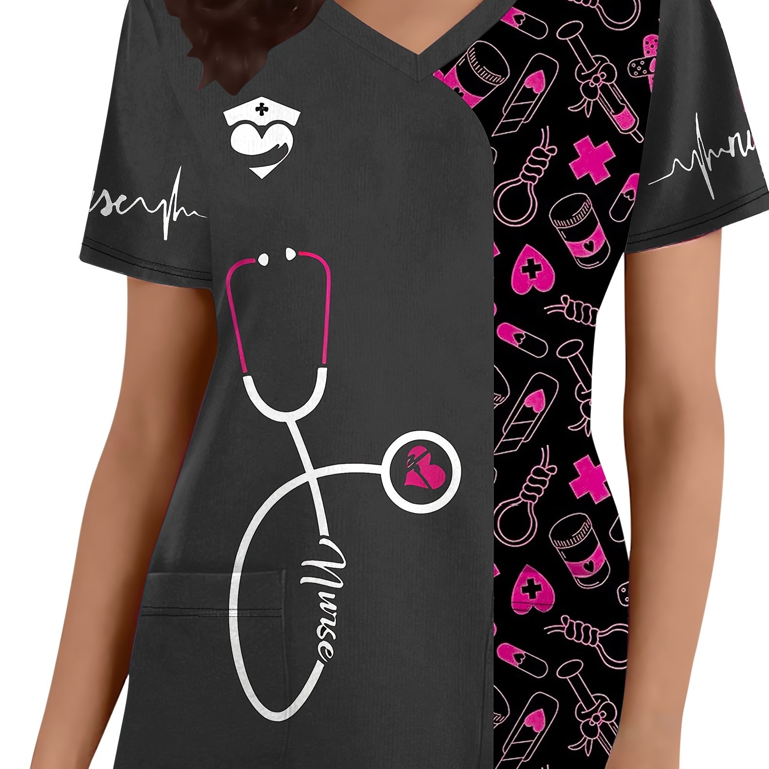 haut blouse médicale à col femmes poches uniforme soins Temu Belgium