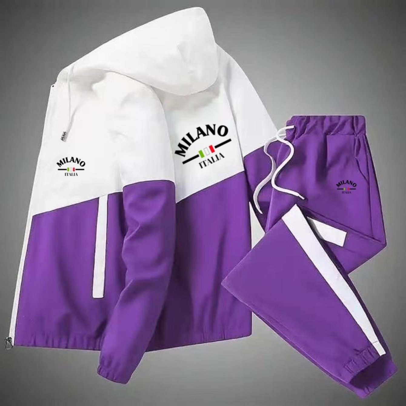 2pcs Set: Men's Casual Sportswear - Long-sleeve Hooded Jacket + Drawstring Pants (multiple Colors )