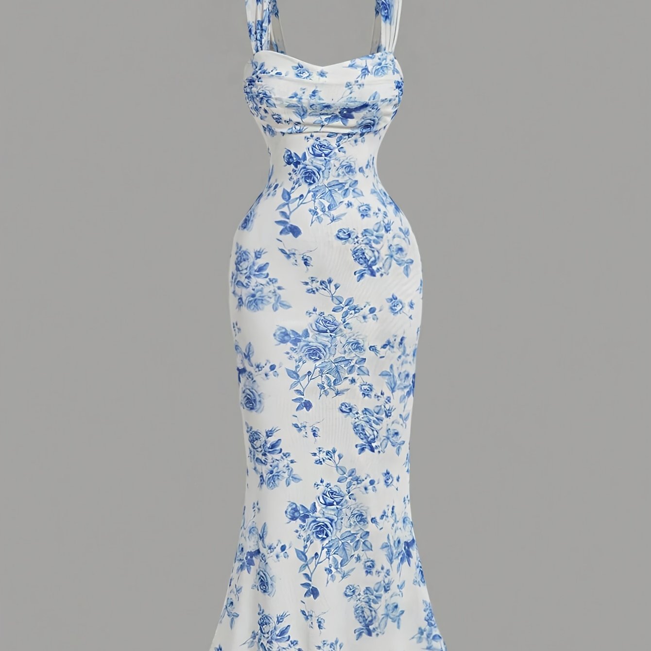 Image of Spring And Summer New Arrival Beach Vacation Gyaru, Cute And Sexy Floral Print Mesh Party Dress With Halter Neck For Honeymoon Or Date Night
