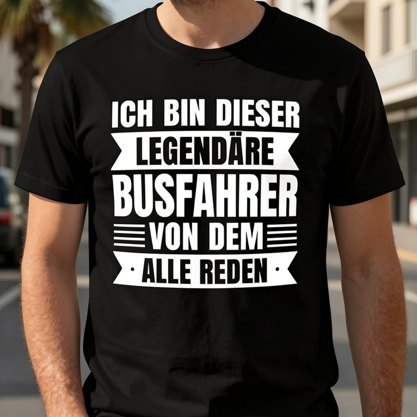 Men's Funny German Bus Driver T-shirt - 'i Am Bus Driver' White Text Crew Neck Tee, Humorous Gift For Public Transit Workers & Comedy Fans, Durable Short Sleeve Casual Shirt
