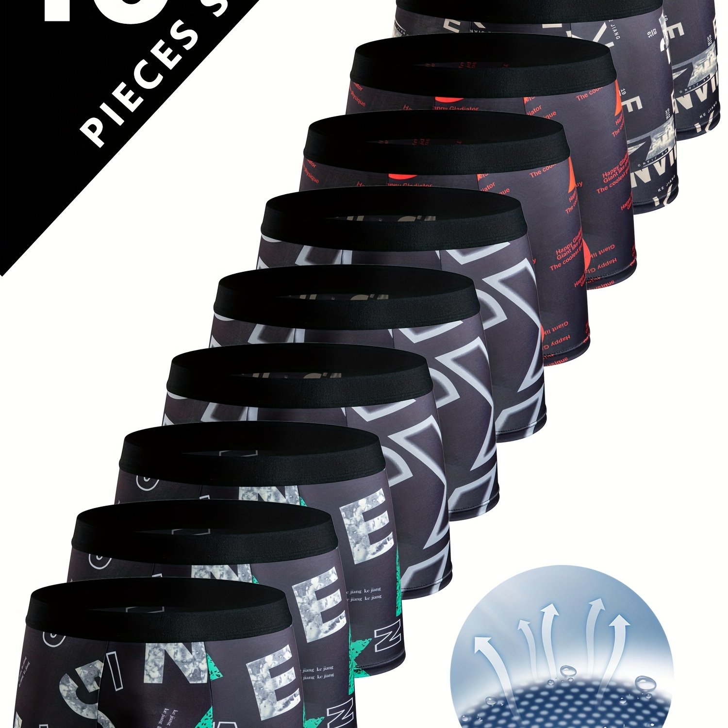 TEMU Kejiang 10pcs Men' Briefs - Soft, Breathable & Stretchy Underwear With Waistband