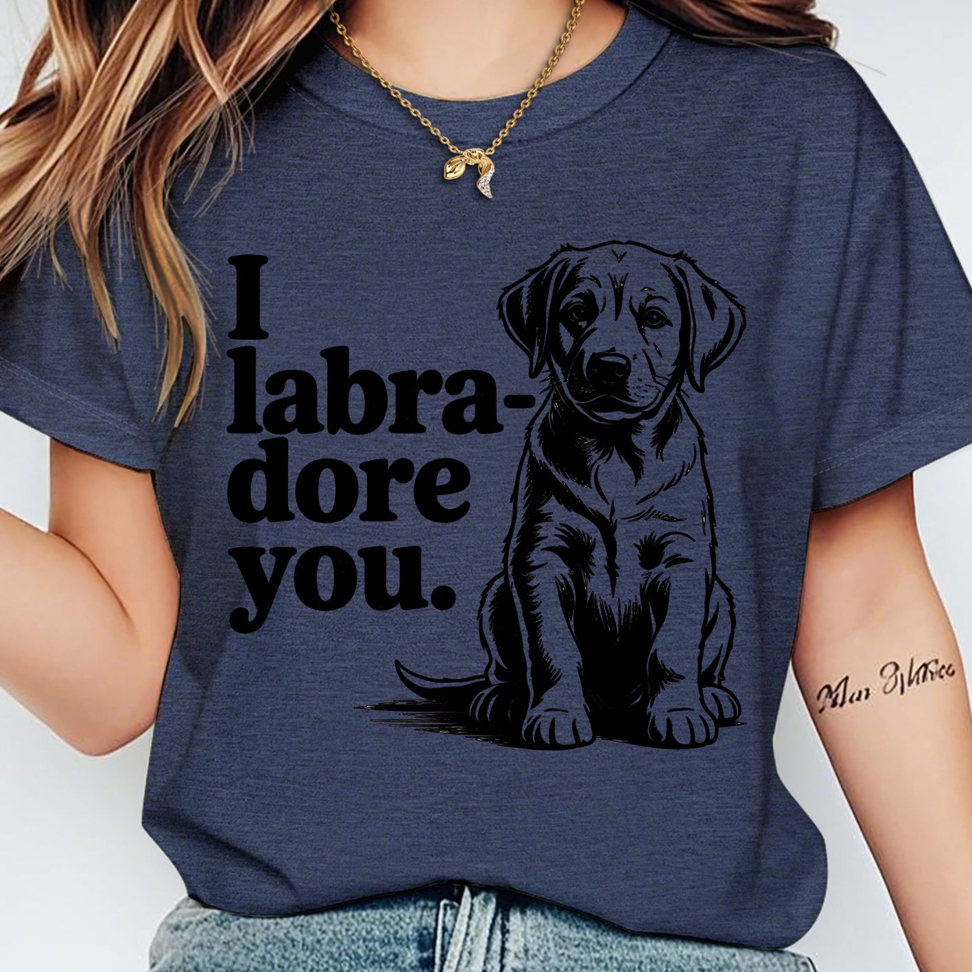 TEMU Women's Labrador Terrier Print T-shirt - Soft Stretchy Crew Neck Short Sleeve Blouse-compatible Top Suitable For Daily & Vacation, Non- Casual