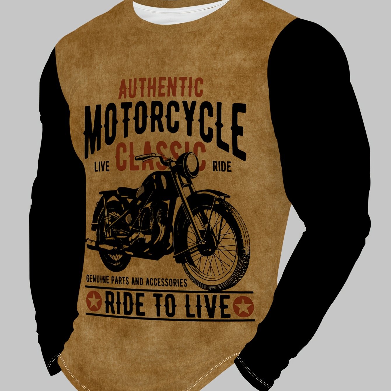 TEMU Men's Long Sleeve T-shirt, Men's Tops, Men's Printed Long Sleeve T-shirt, Men's Casual Wear, Suitable For Daily Wear Men's Tops