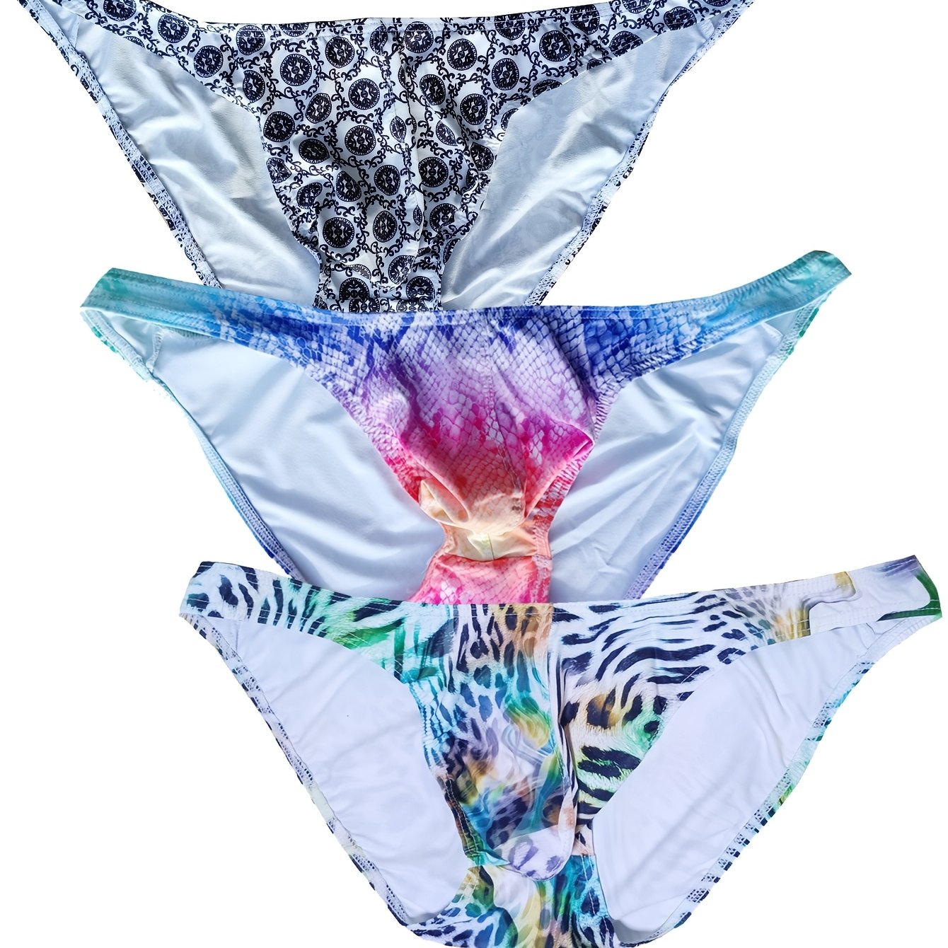 TEMU 3pcs Set "non-positioning Print" Men's Underwear, Men's Elastic Tight-fitting Low-waist Thin Triangle Pants, Sports Comfortable Bottoms, Summer