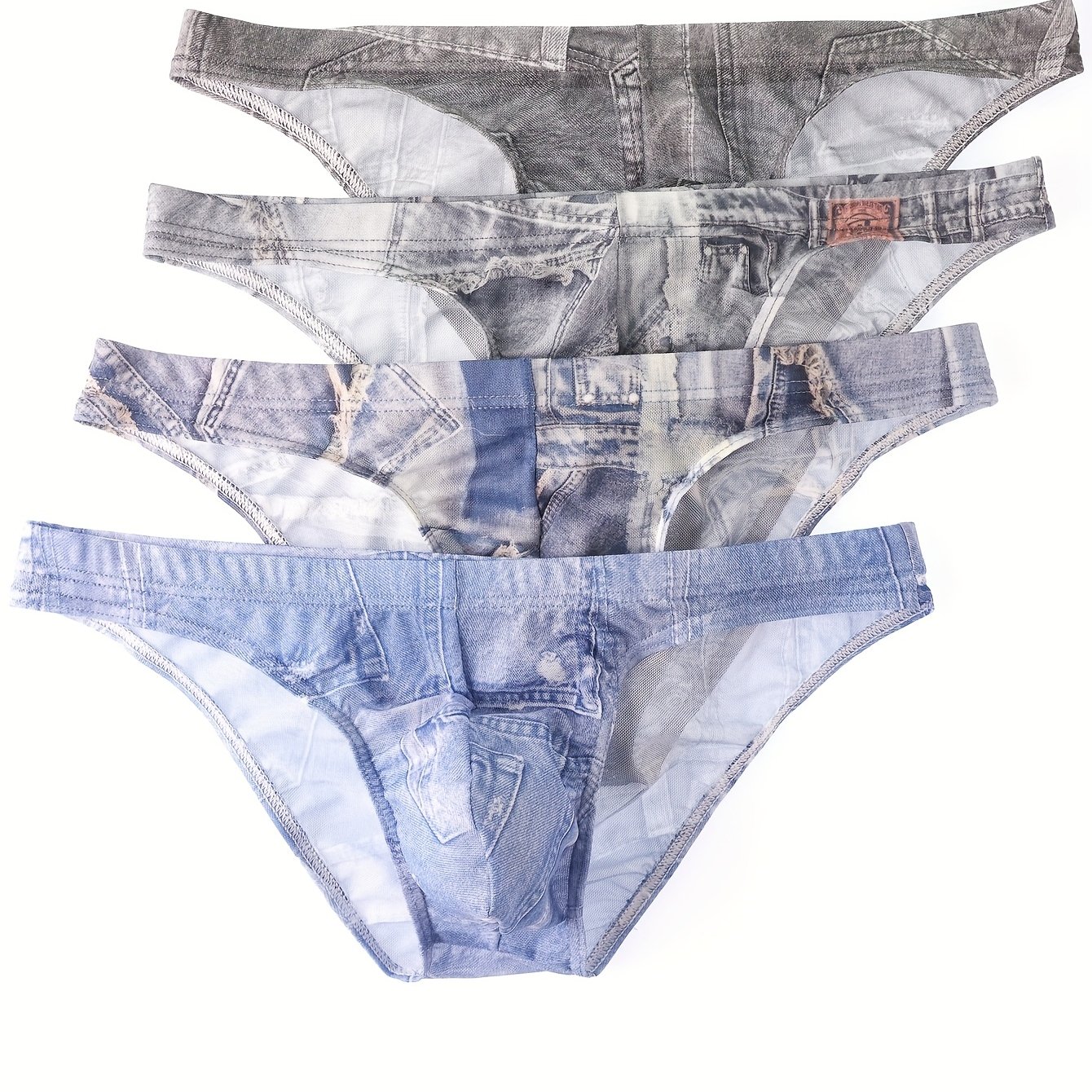 TEMU 4pcs Men's Mesh Briefs, Ultra-thin Transparent Breathable Stretchy Slim-fit Comfortable Summer Bikini Shorts, Comfortable For Sports, ,
