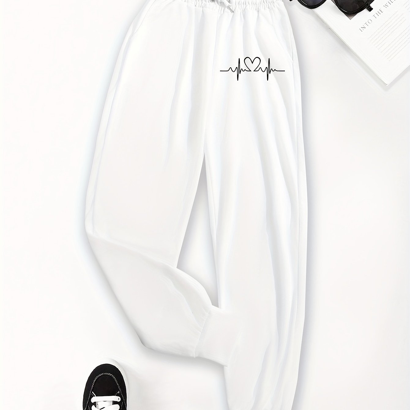 TEMU Fashionable Graphic Print Trousers With An Elastic Waist For Women, Part Of Summer Promotion For Valentine's Day 2026