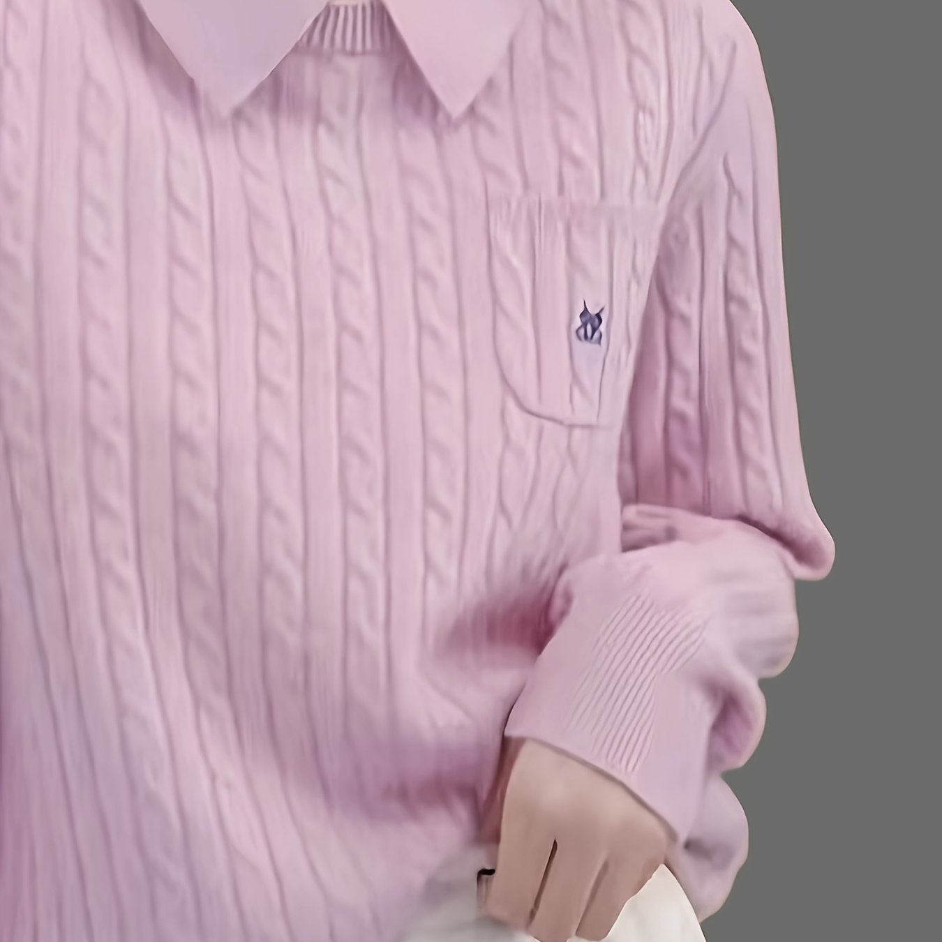 TEMU Pull Femme Maison Extérieur, Pull Rose à Revers, Haut Brodé Facile à avec Poche, Idéal pour et l'Hiver, Tissu Légèrement Extensible, Vêtements