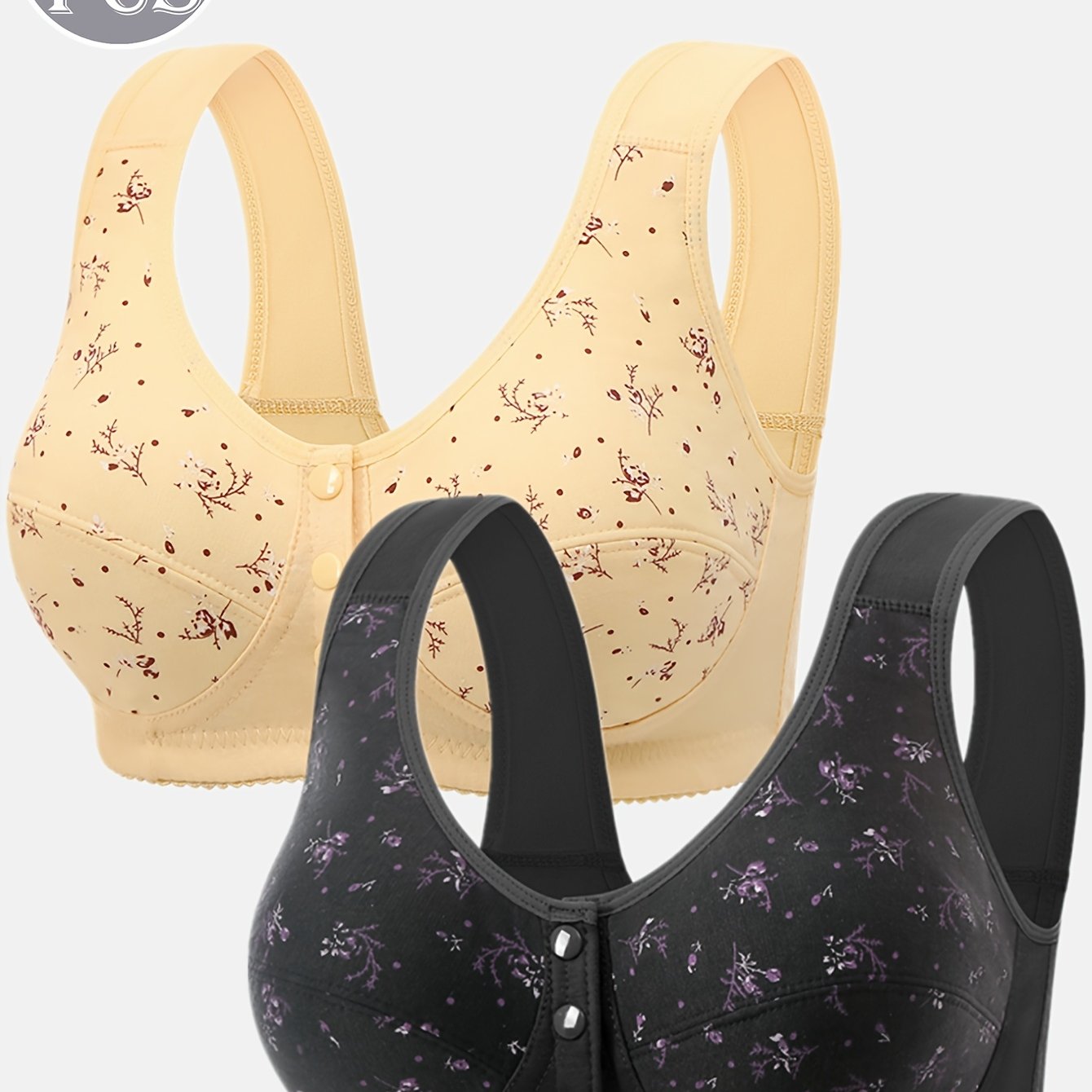 TEMU 2pcs Seamless Front Closure Tank Top Breathable Printed Elegant Women's Sports Yoga Bra Without Underwire