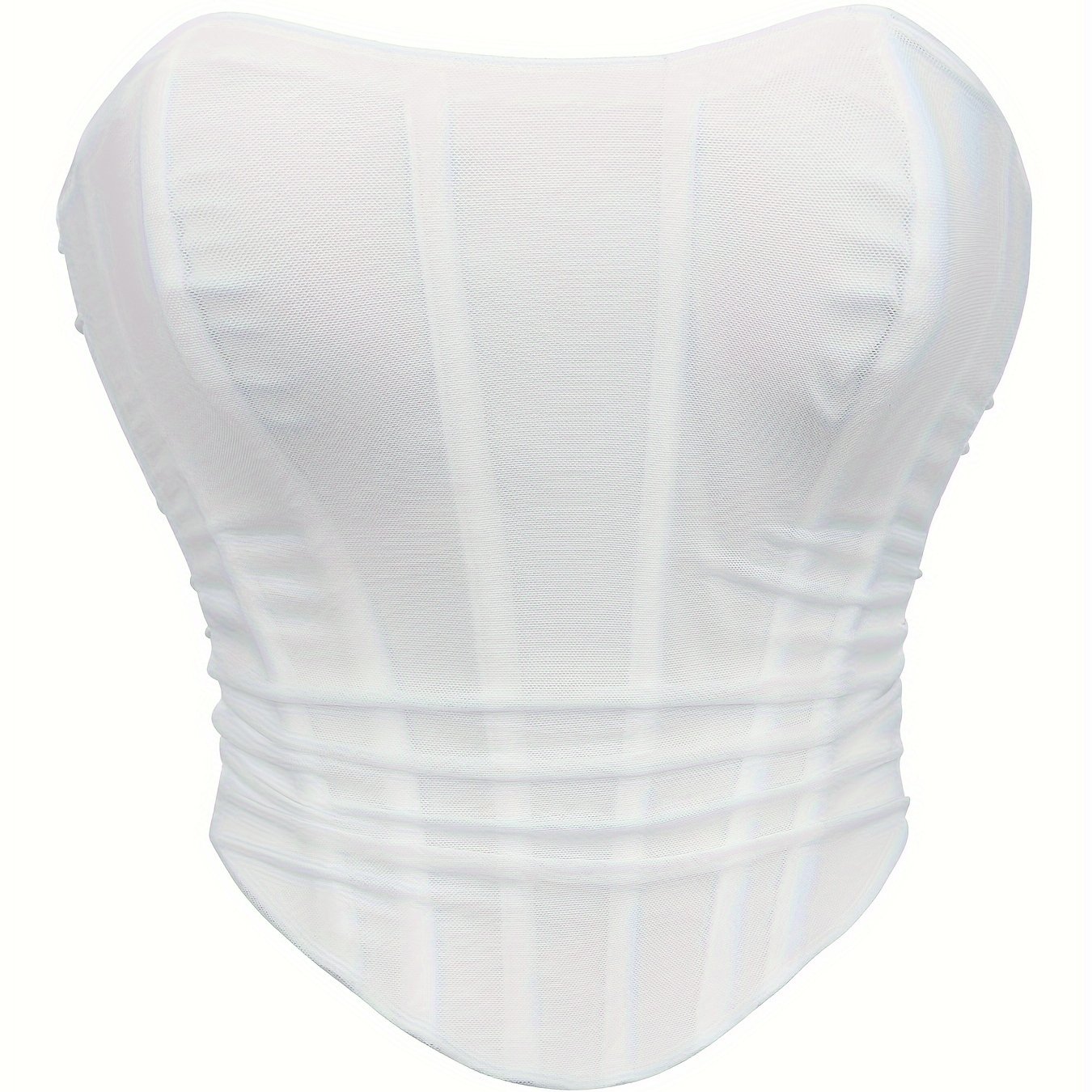 E-shop Modischer Überzieh-Body, trägerloses, rückenfreies Mesh-Korsett mit Rückenband, doppellagige Korsett-Shapewear, Crop-Top-Korsett