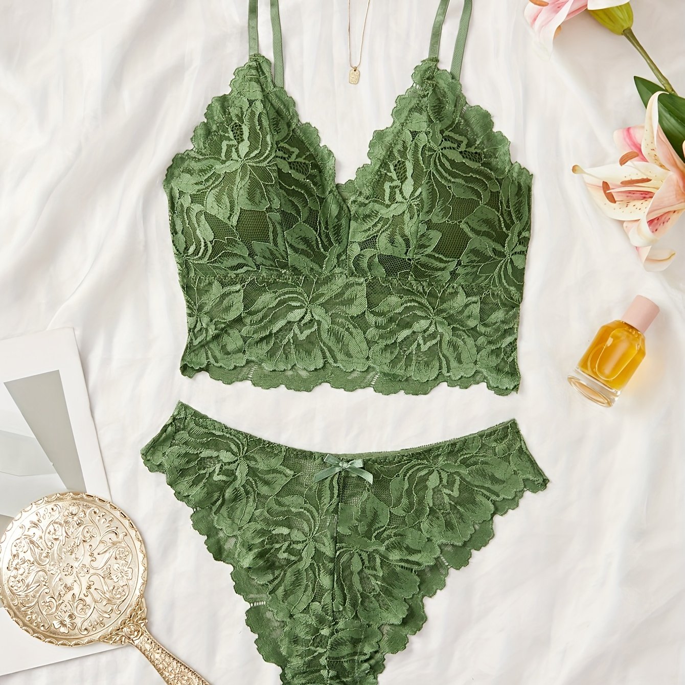 Image of Lace Elegant Backless Lingerie Set