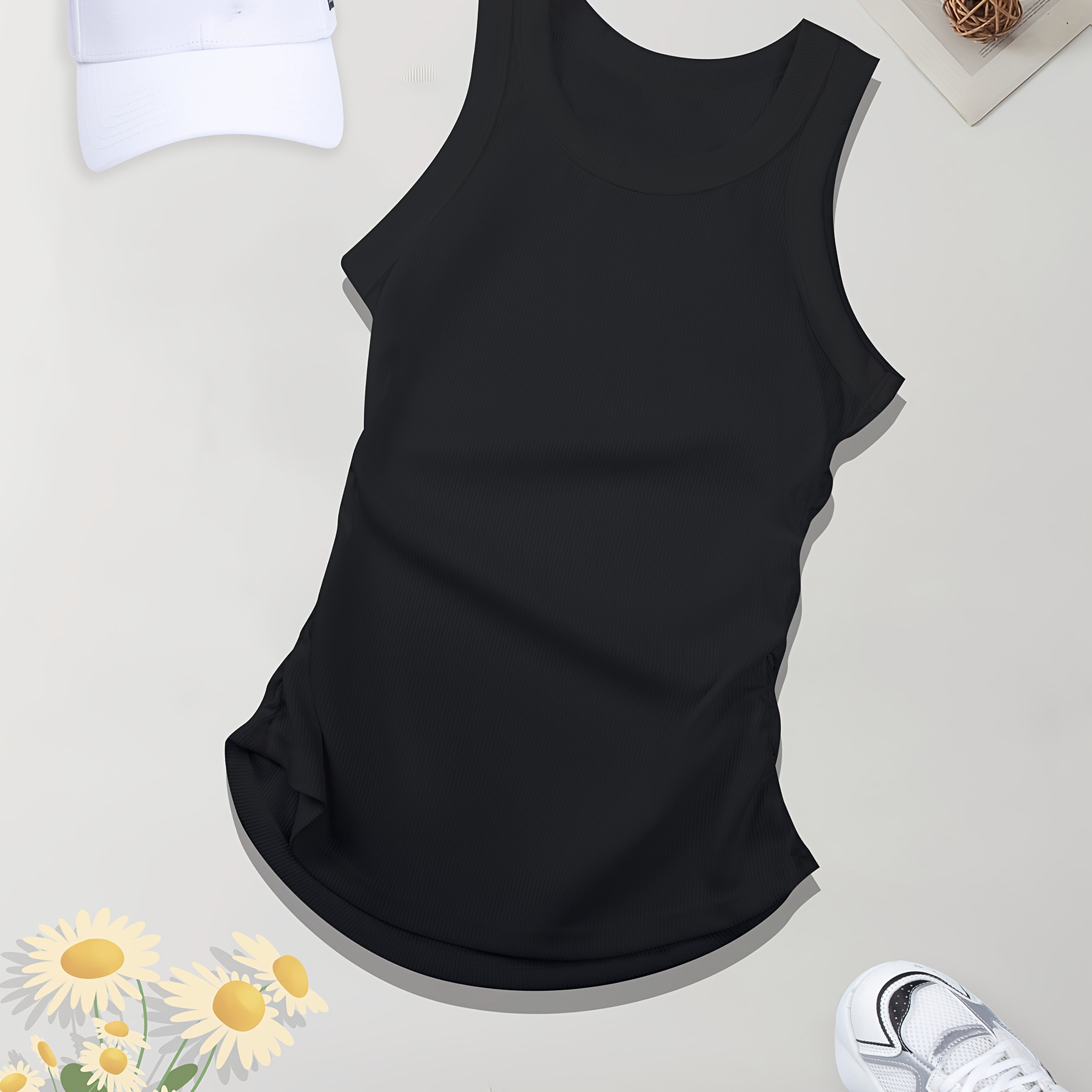 Women's Sleeveless Tank Top Summer Workout Casual Top Ribbed Basic Shirt Slim Vest