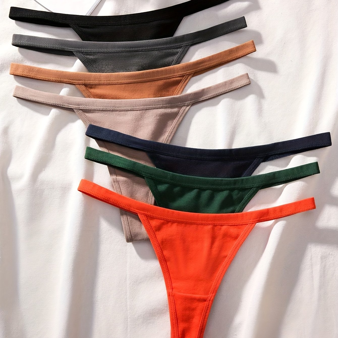 TEMU 7pcs Pack Thin Strap Comfortable Breathable Thong Panties, Low-waist Minimalist G-string Underwear
