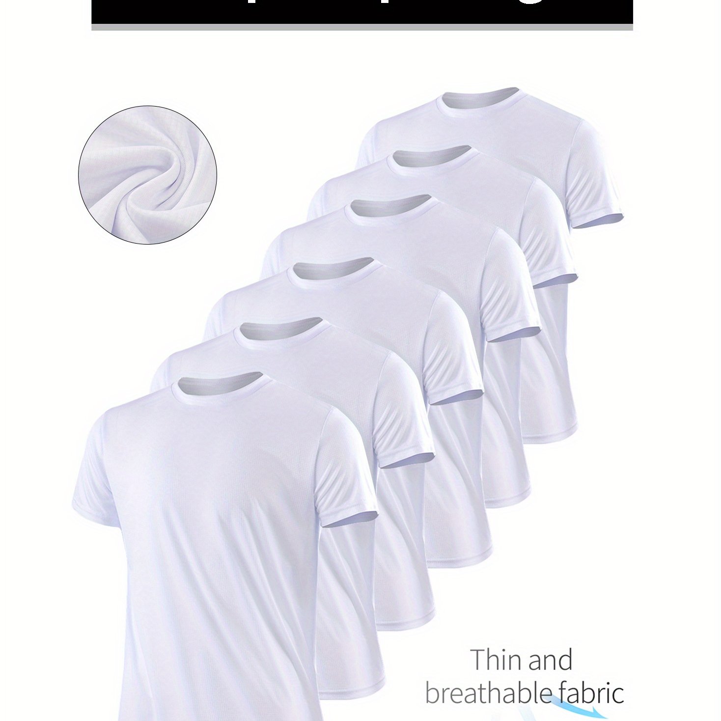Image of 6pcs Set Of Men's Athletic Shirts, Lightweight Breathable Quick-dry Fashion Casual Gym Outfit Running T-shirt Ultra-thin