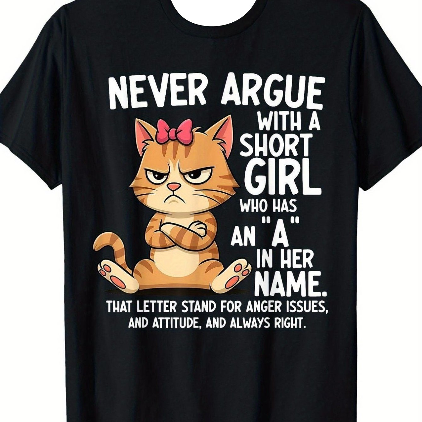 TEMU [printed Design - Non-textured] 2026 New Personalized , Featuring Angry Cartoon Cat Pattern, Orange Plush Kitten And Slogan "never Argue With