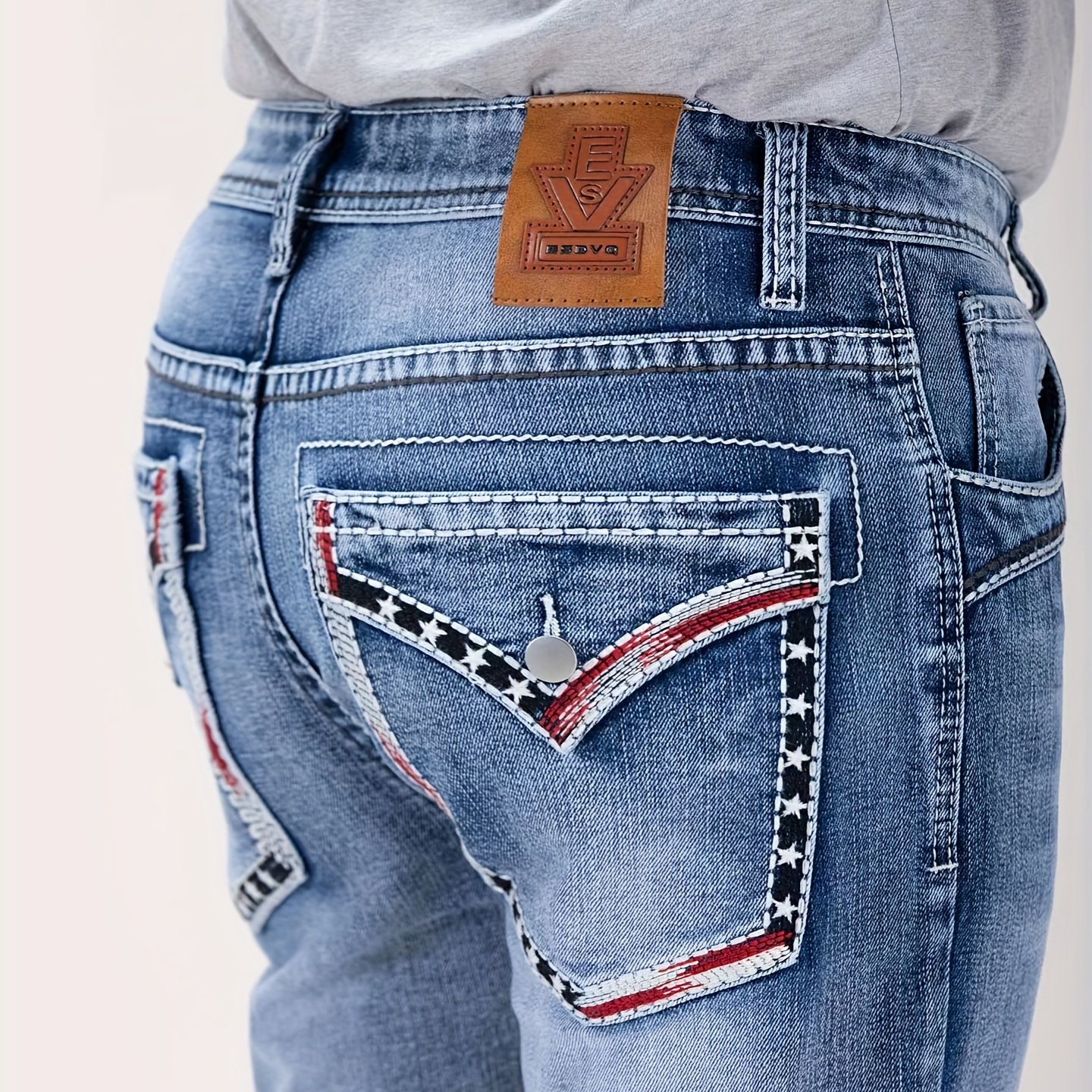 Embroidered Slim-fit Stretch Jeans For