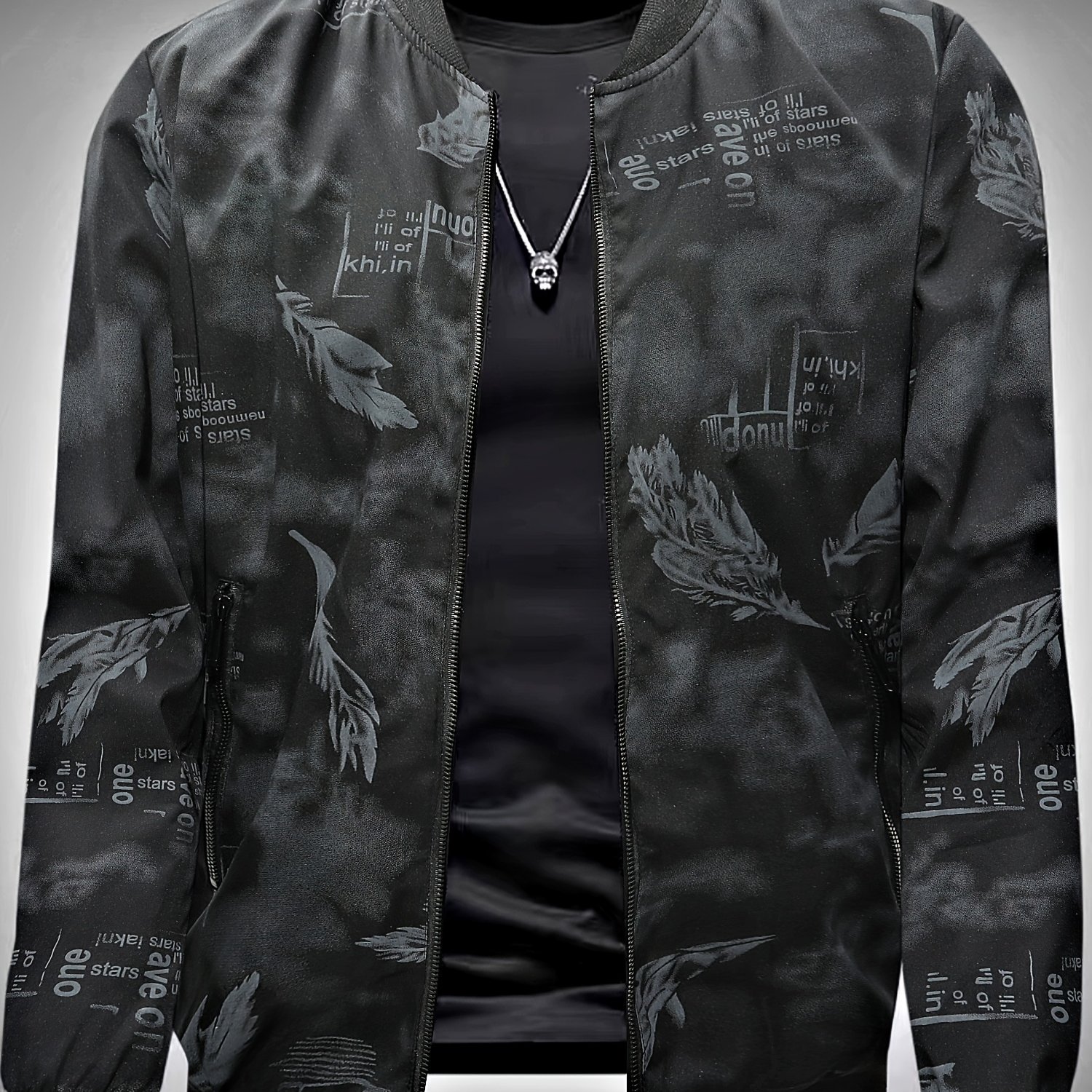 Men's Fashion Jacket, Lightweight Spring/autumn Printed Casual Outerwear, Versatile Youth Top