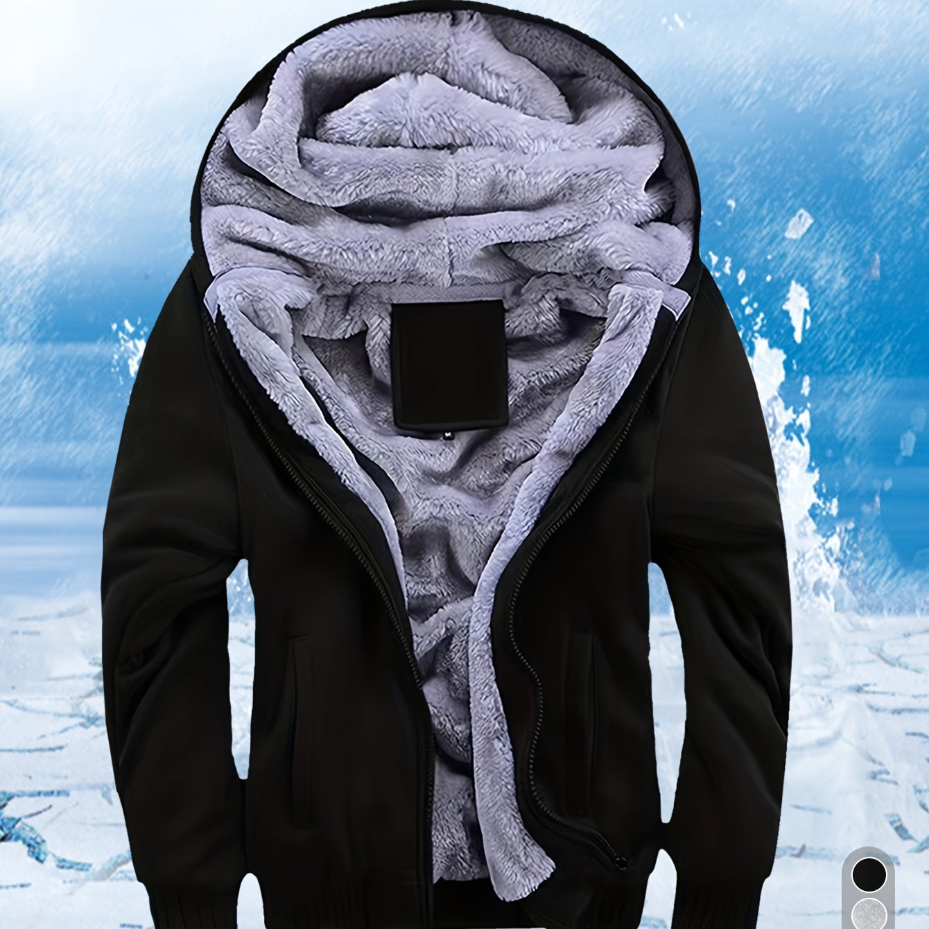 TEMU Sudadera tipo cárdigan con capucha para hombre, de invierno, forrada, engrosada y de color liso,abrigo contra el frío