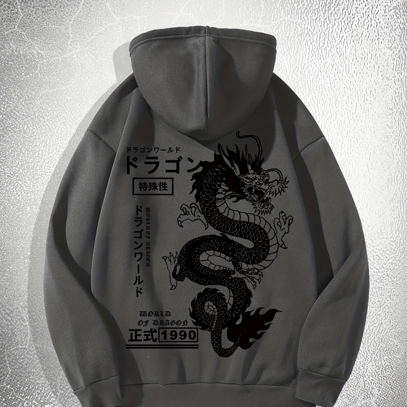 TEMU Dragon Print, Men's Casual Hoodie, Drawstring Pocket Hoodie