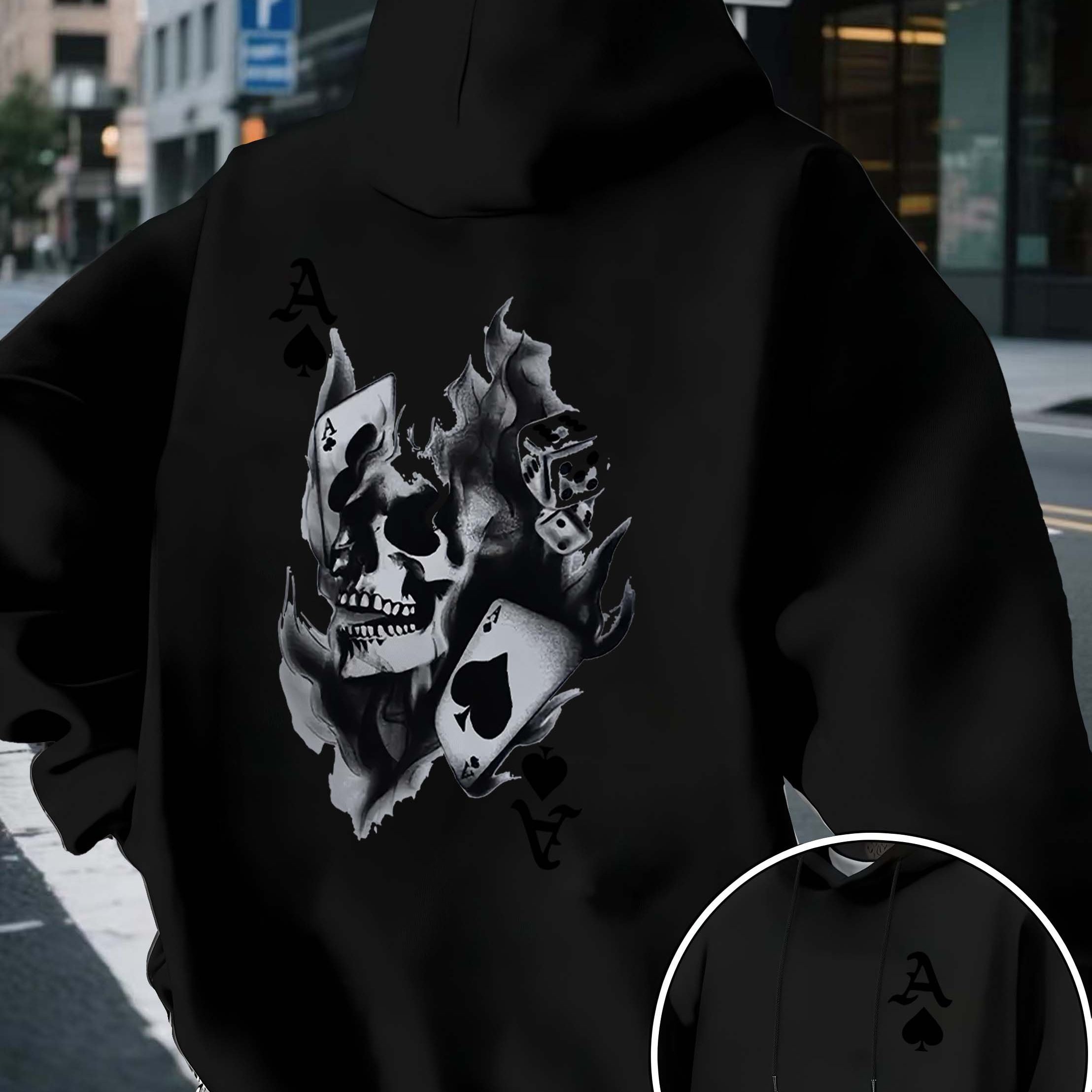 Image of A Skull And Design Trendy Hoodie For Man's Hoodie High Quality Thick Premium Sweatshirt For Autumn Winter Streetwear Gift For