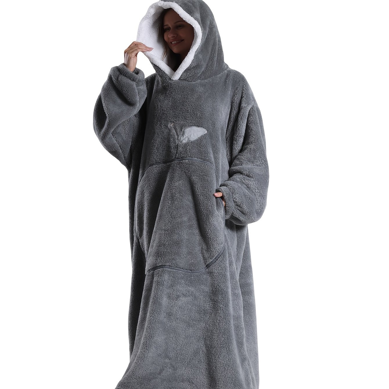 Image of Men's Hoodie - Suitable For Sizes S, M, L, Xl, Xxl, Xxxl, Xxxxl - Warm Winter Hooded Sweatshirt, Extended Thickened Cozy Blanket, Pocket