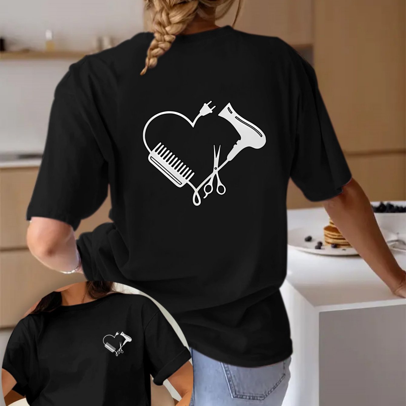 TEMU T-shirt décontracté à manches courtes et col rond avec imprimé de lettres, parfait pour l'été et , conçu