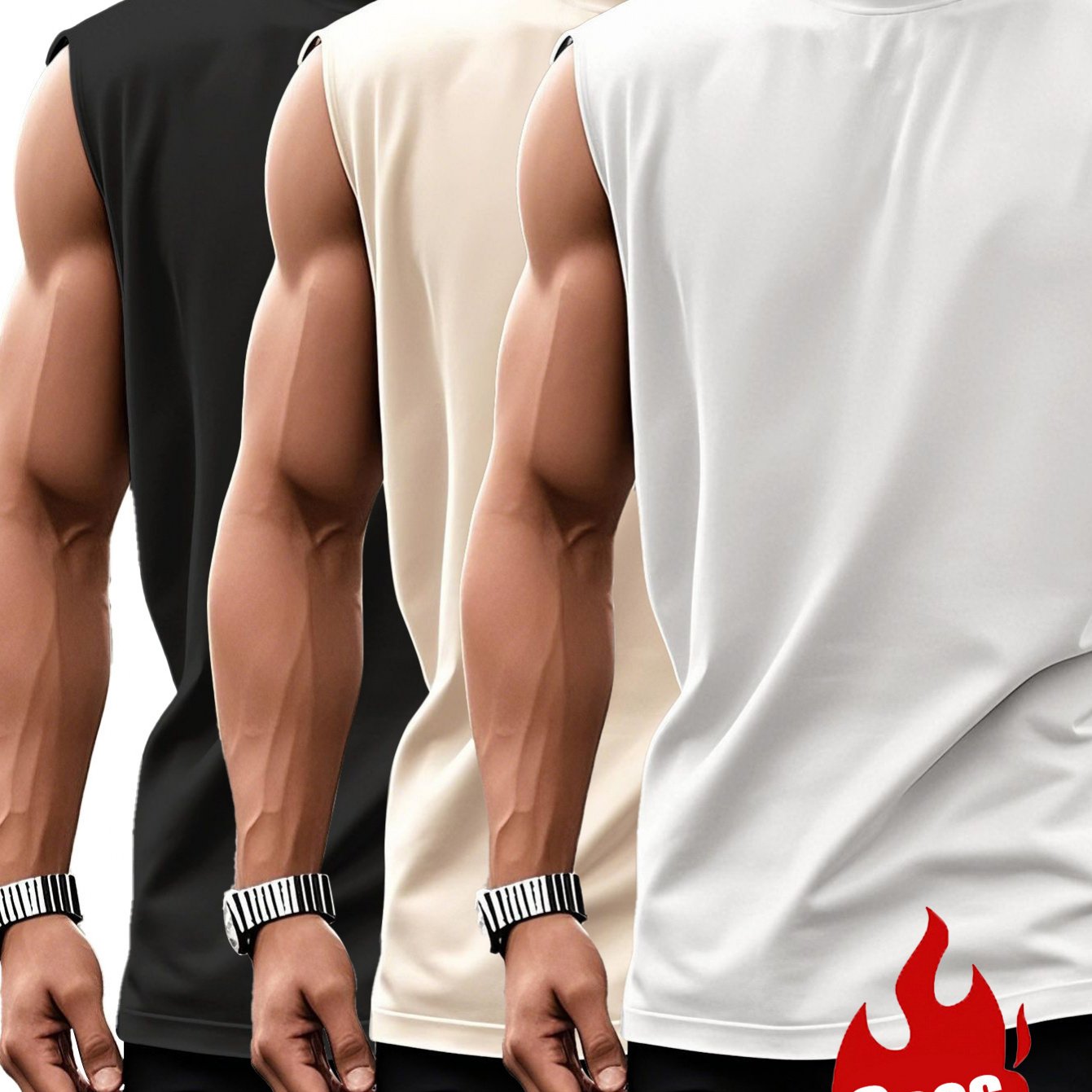 TEMU 3pcs Set Of Men's Casual Sports Vests, Lightweight And Breathable Knitted Fabric, Round-neck Sleeveless Tops, Suitable For Gym And Casual Wear,