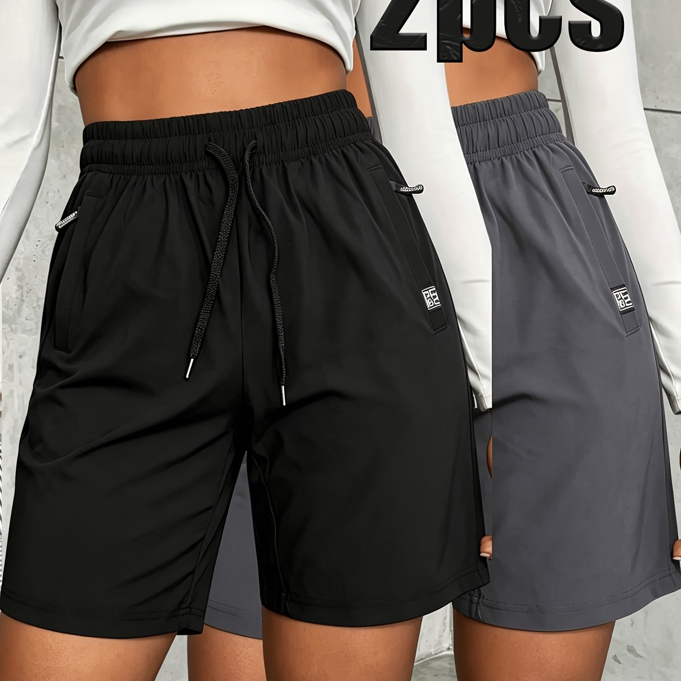 TEMU 2pcs Fiber Fabric Quick-dry Mid-length Shorts, Thin Cooling Feel, Elastic Waist, Stretchy Casual S Shorts