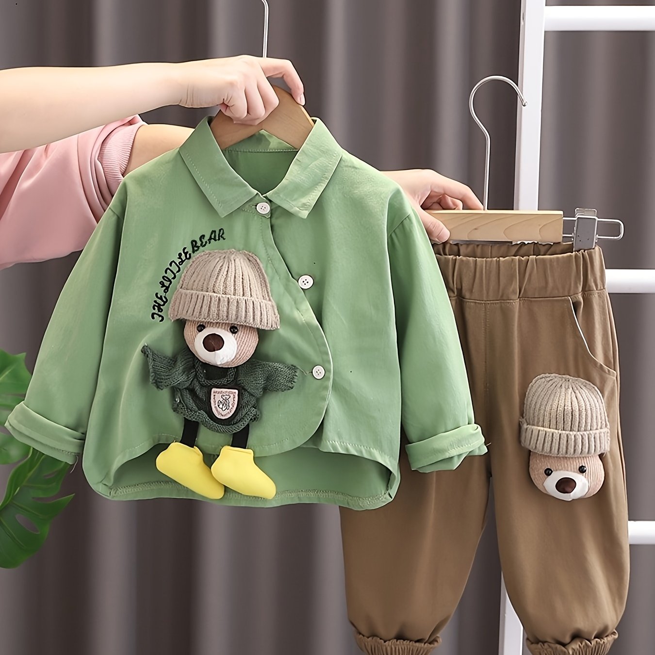 Image of Children's Autumn And Winter Set 2024 New Stylish Boys' Shirt Two-piece Casual Warm Clothing For Kids, Perfect For Outdoor