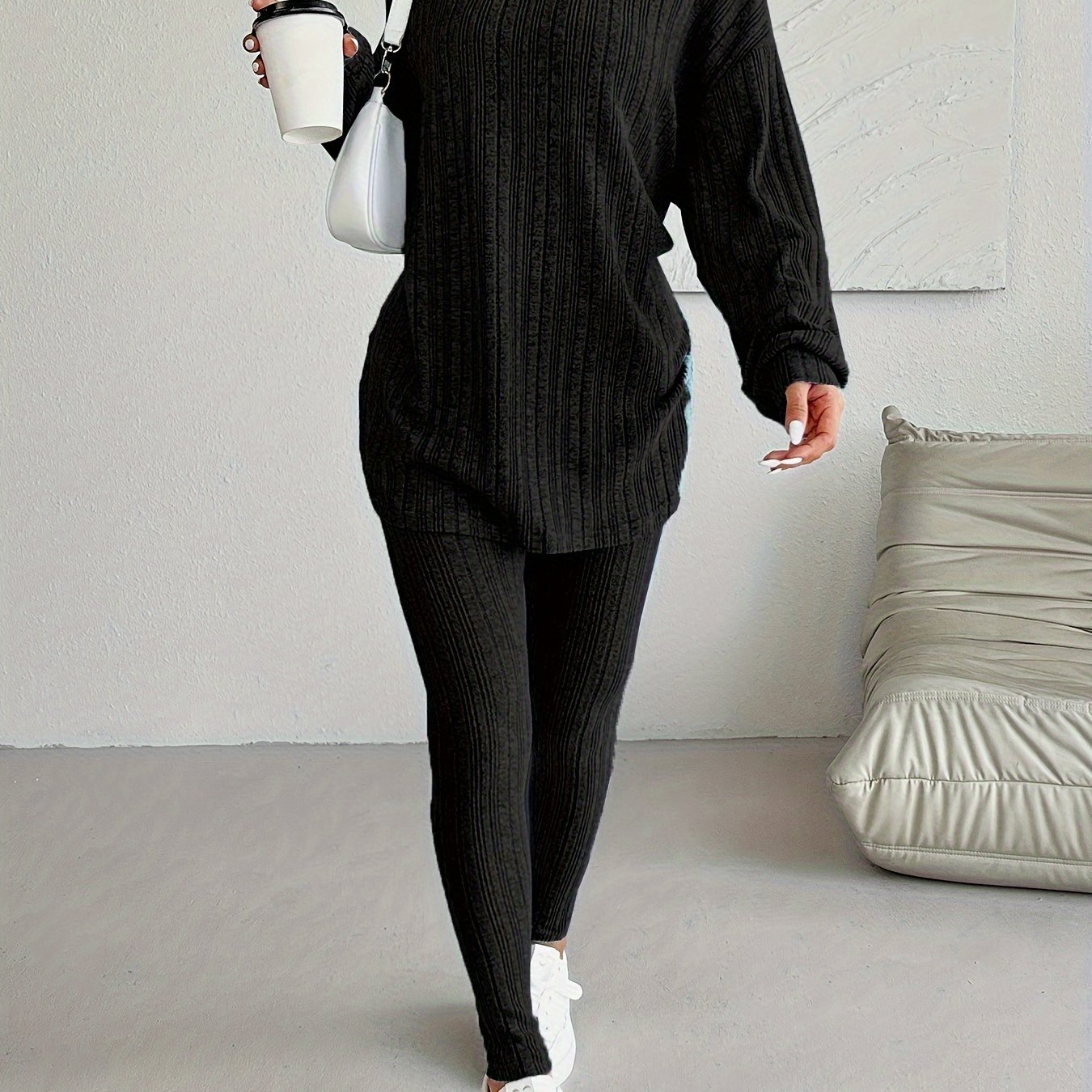 Women'-piece Solid Color Casual Suit