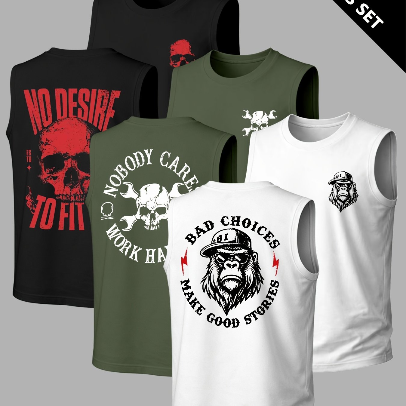 TEMU Men's Casual Sports Tank Tops, Set Of Three, For Gym