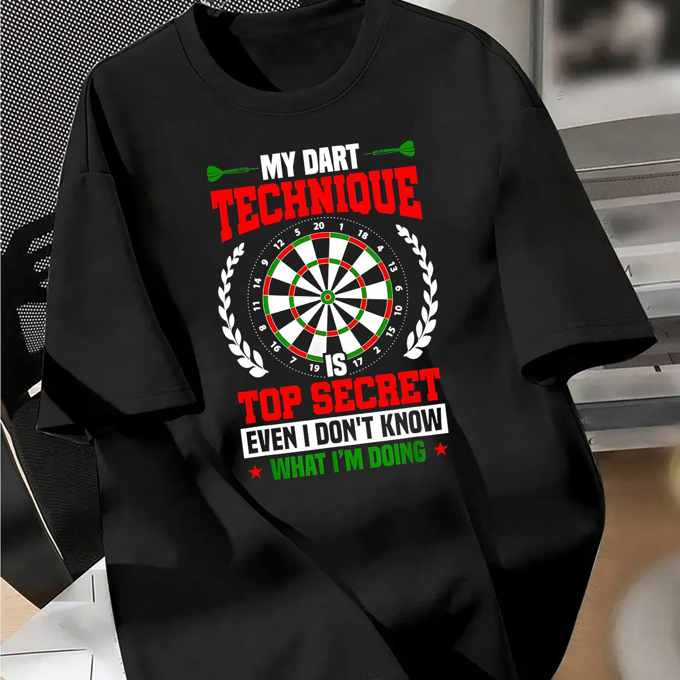 TEMU Of Darts Skills Print American Trendy Brand Design Graffiti Letter Print Short Sleeve T-shirt For Men And Women Couple Outfit