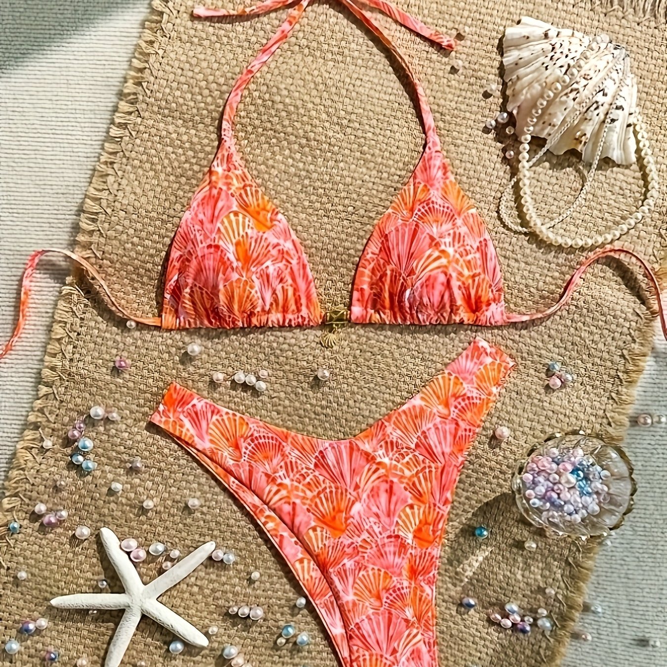 E-shop Neuer Bikini Badeanzug Damen Set Zweiteiliger Bedruckter Doppelseitiger Sexy Bikini