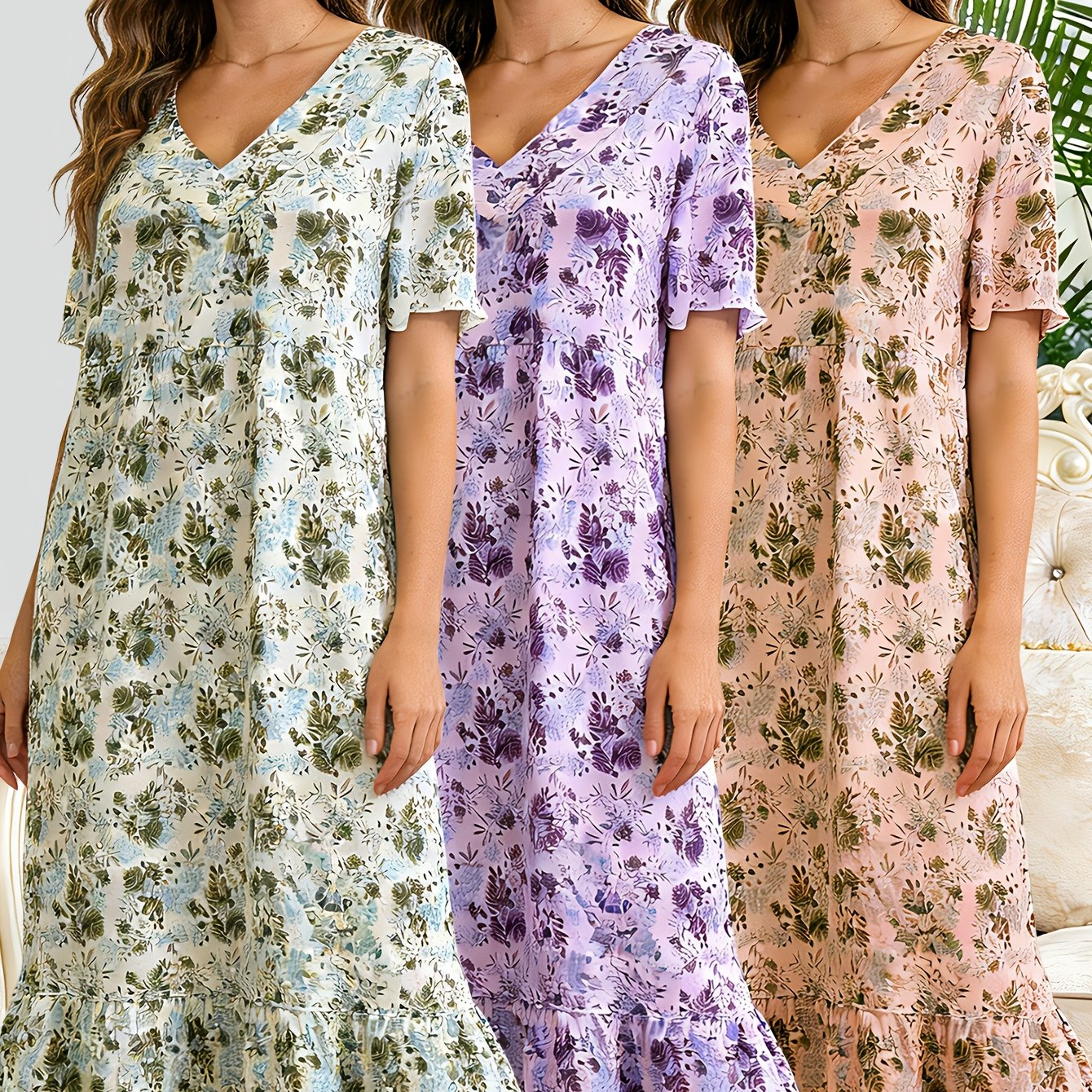 TEMU 3pcs, Women's Floral Skirt, Elegant And Skirt, Breathable And Comfortable, Suitable For To Wear