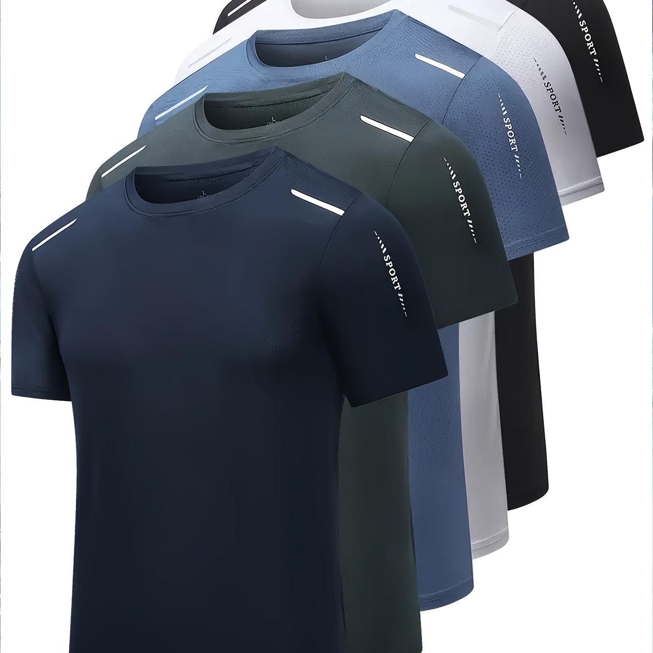 TEMU 5pcs Set Of Sport Short-sleeved Shirts, And Fashionable Short-sleeved Shirts For Men And Women, Suitable For Daily Life, Work, Leisure, Sports